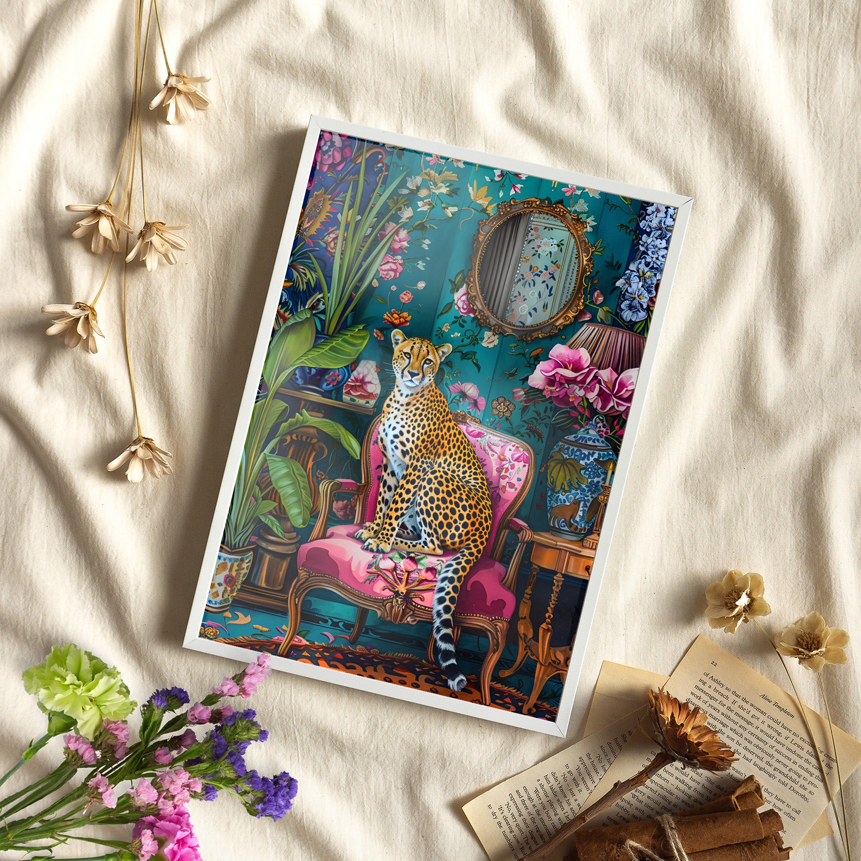 Framed Paper Print - Regal Cheetah Reverie
