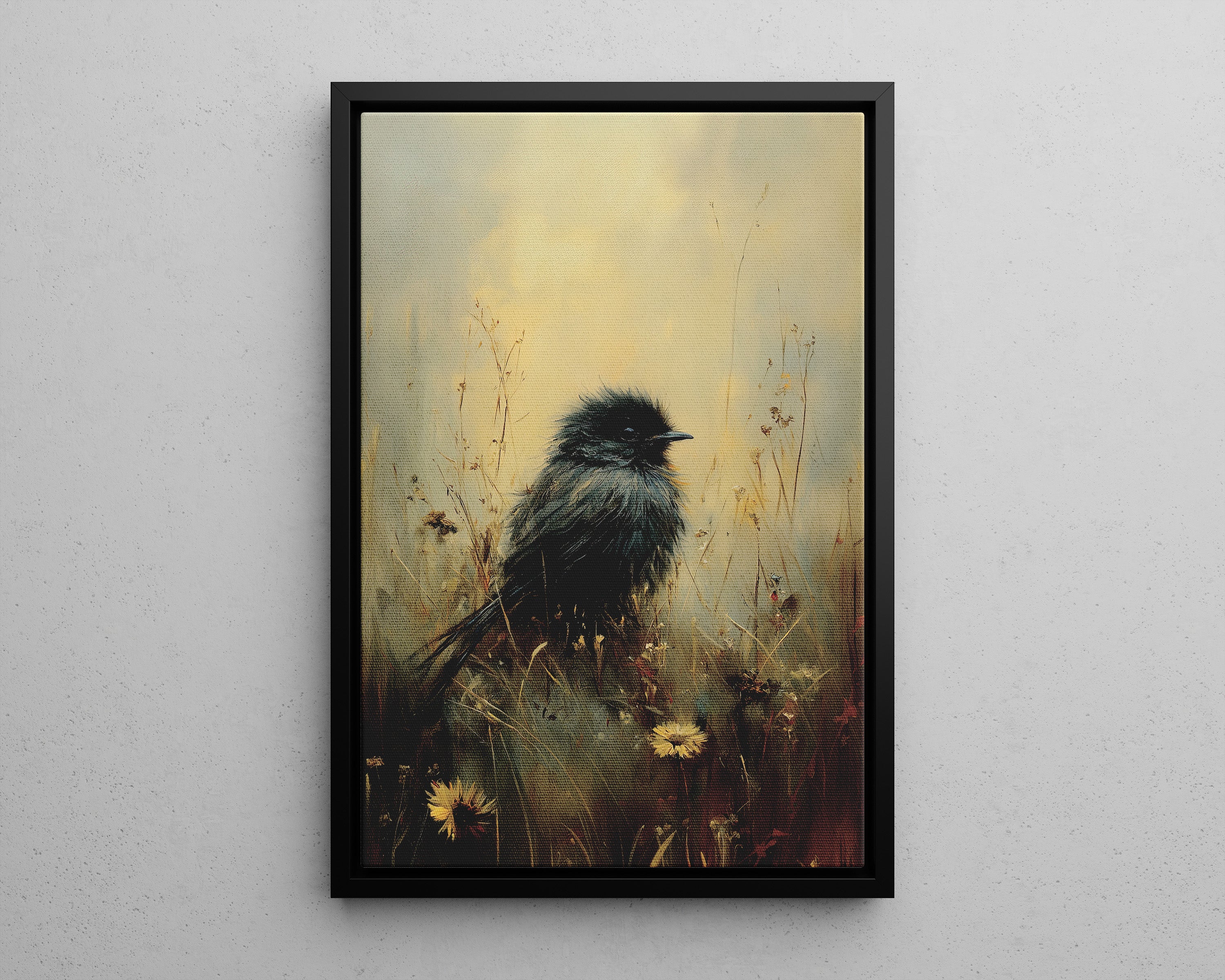 Framed Canvas - Golden Meadow Bird