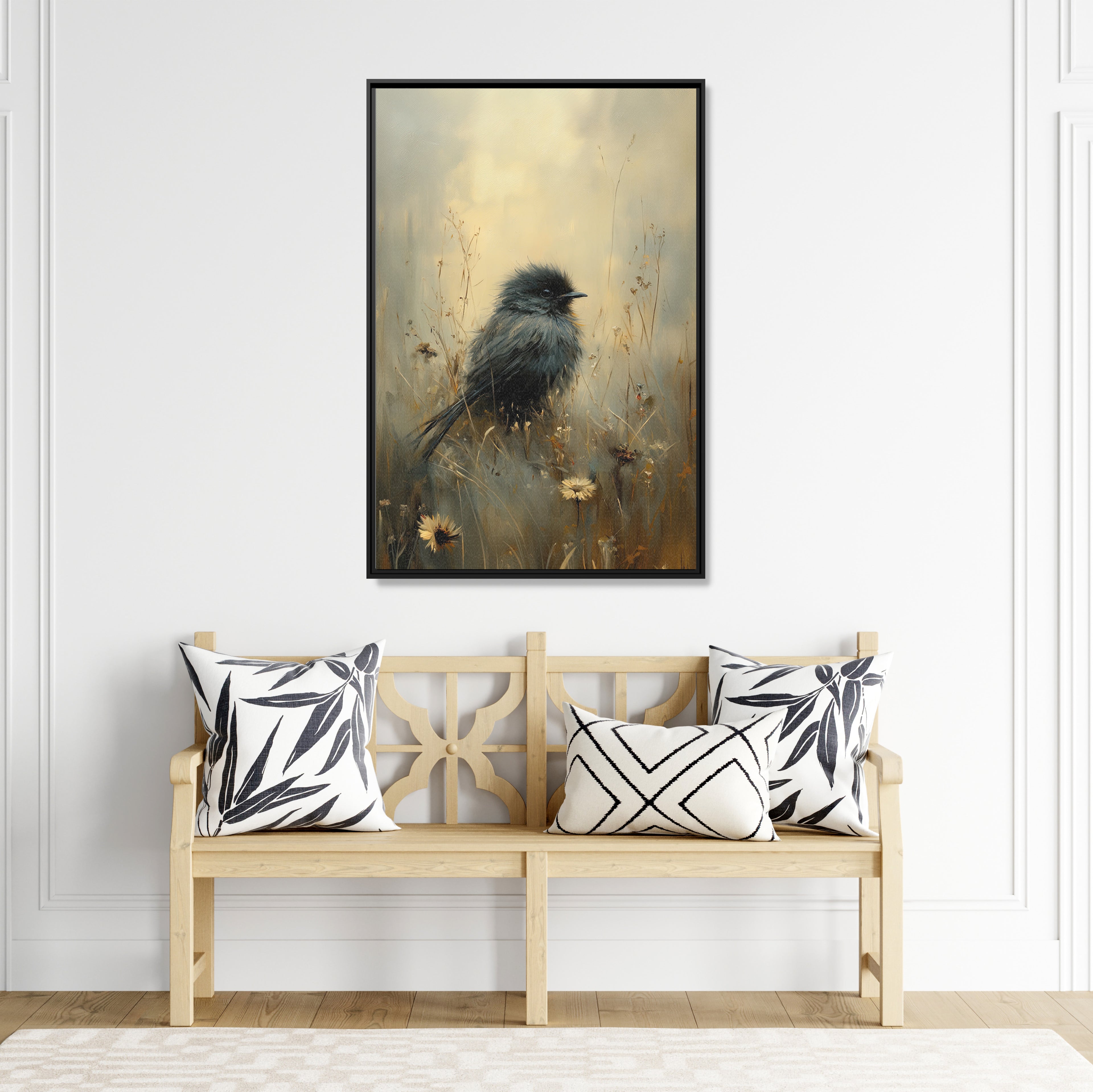 Framed Canvas - Golden Meadow Bird