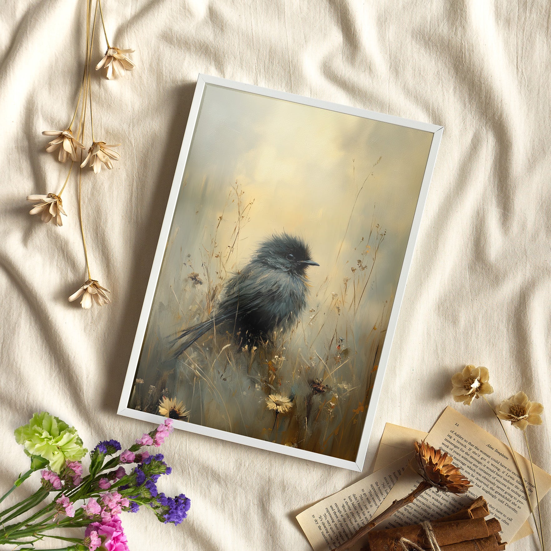 Framed Paper Print - Golden Meadow Bird