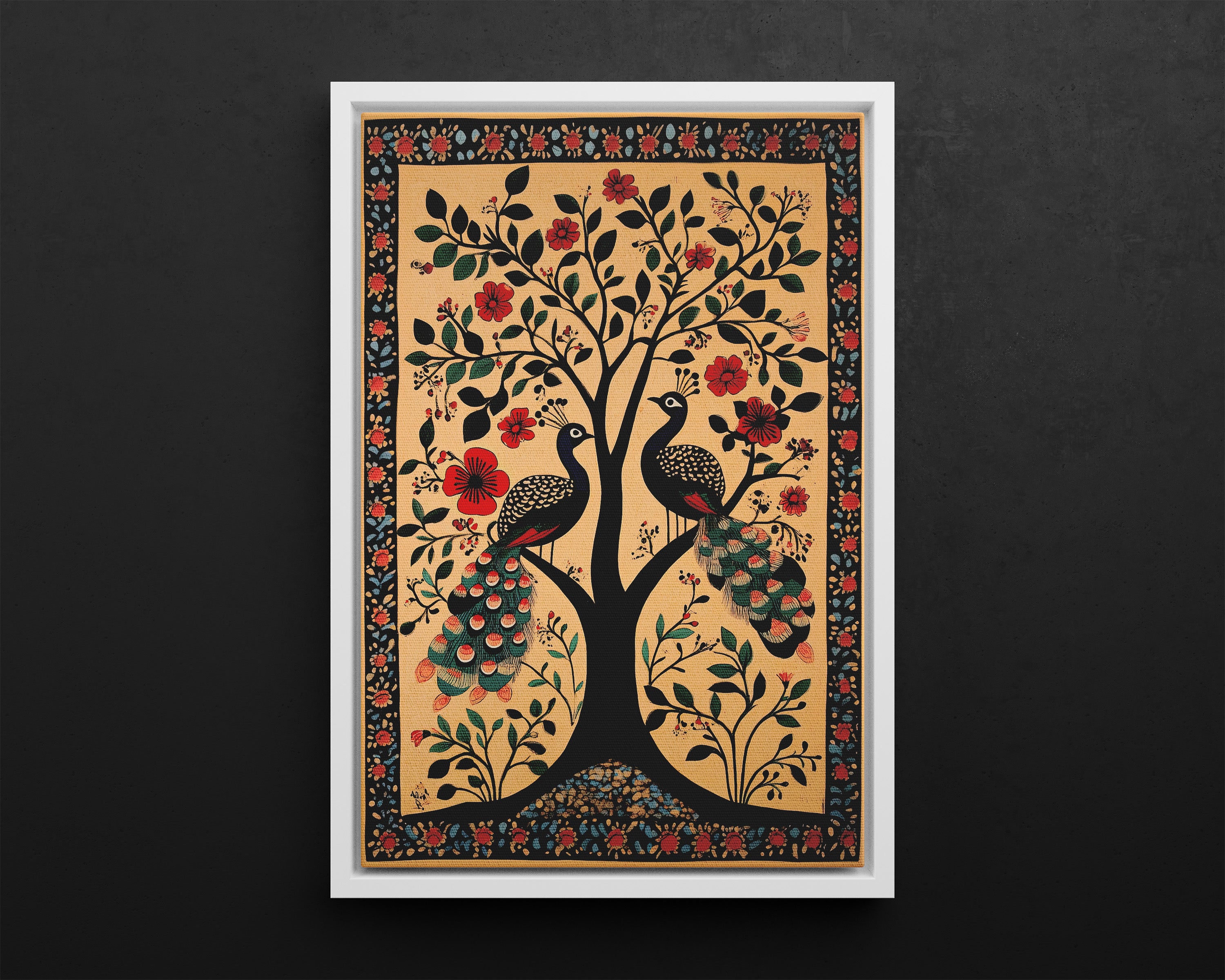 Framed Canvas - Lovers Under Blooming Canopy