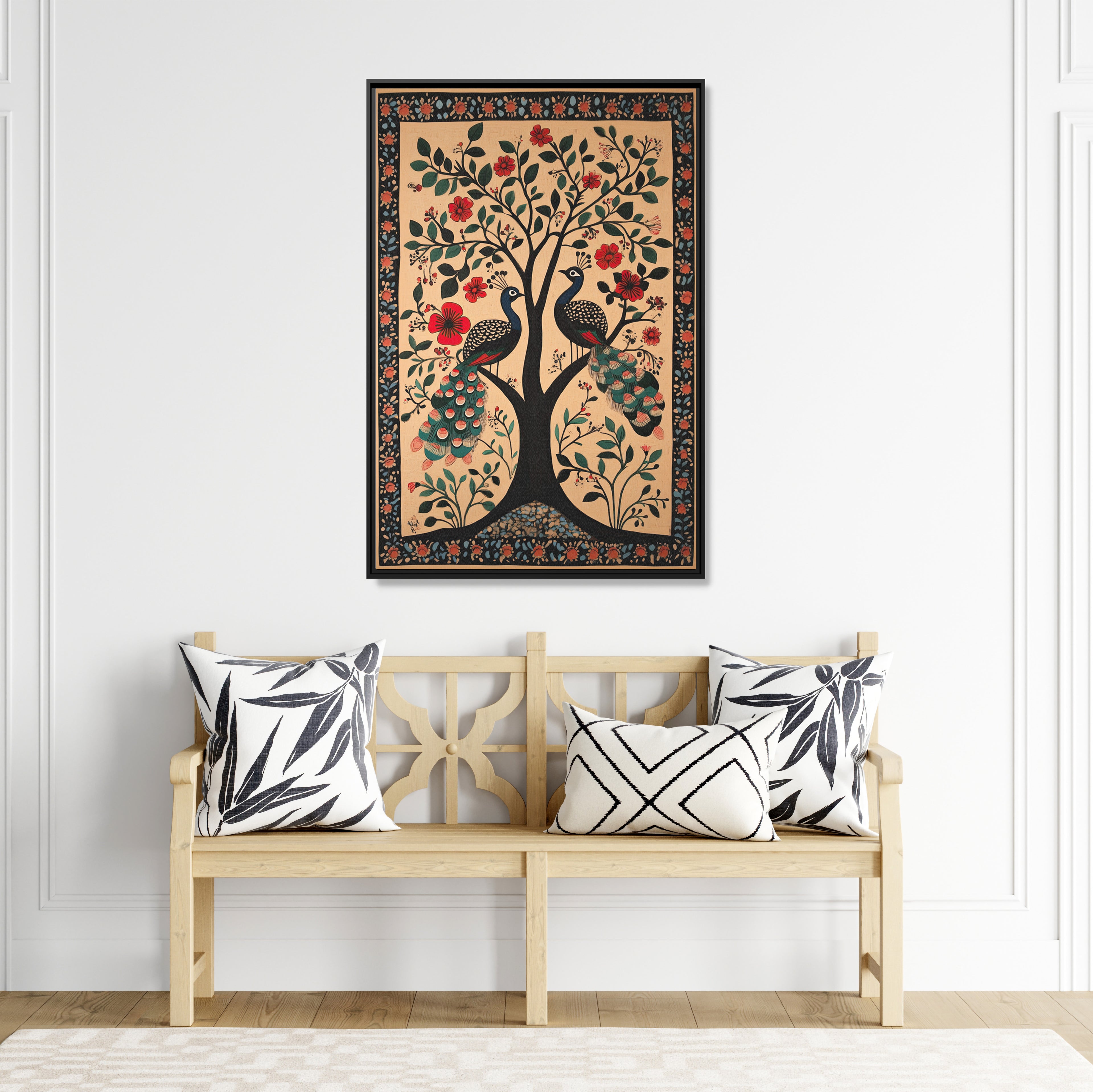 Framed Canvas - Lovers Under Blooming Canopy