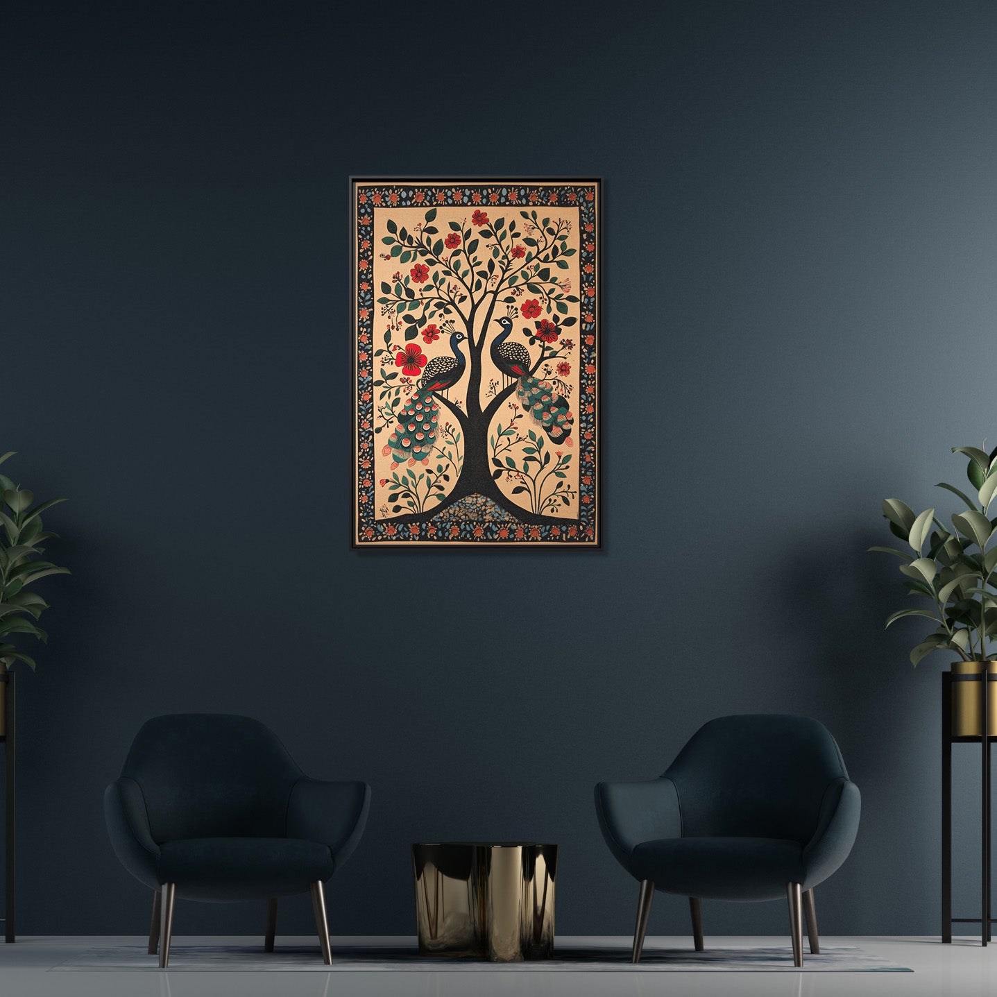 Framed Canvas - Lovers Under Blooming Canopy