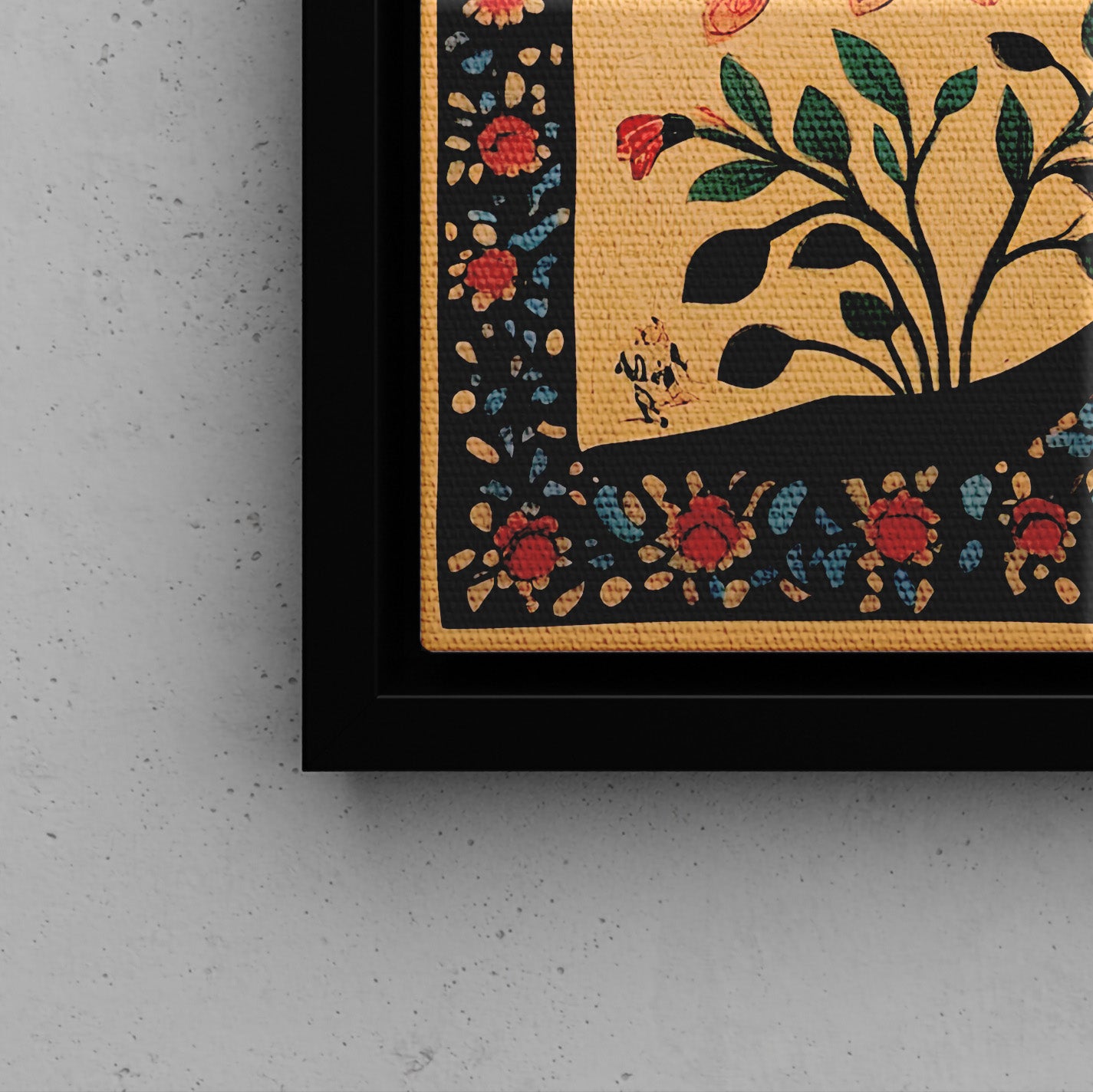 Framed Canvas - Lovers Under Blooming Canopy