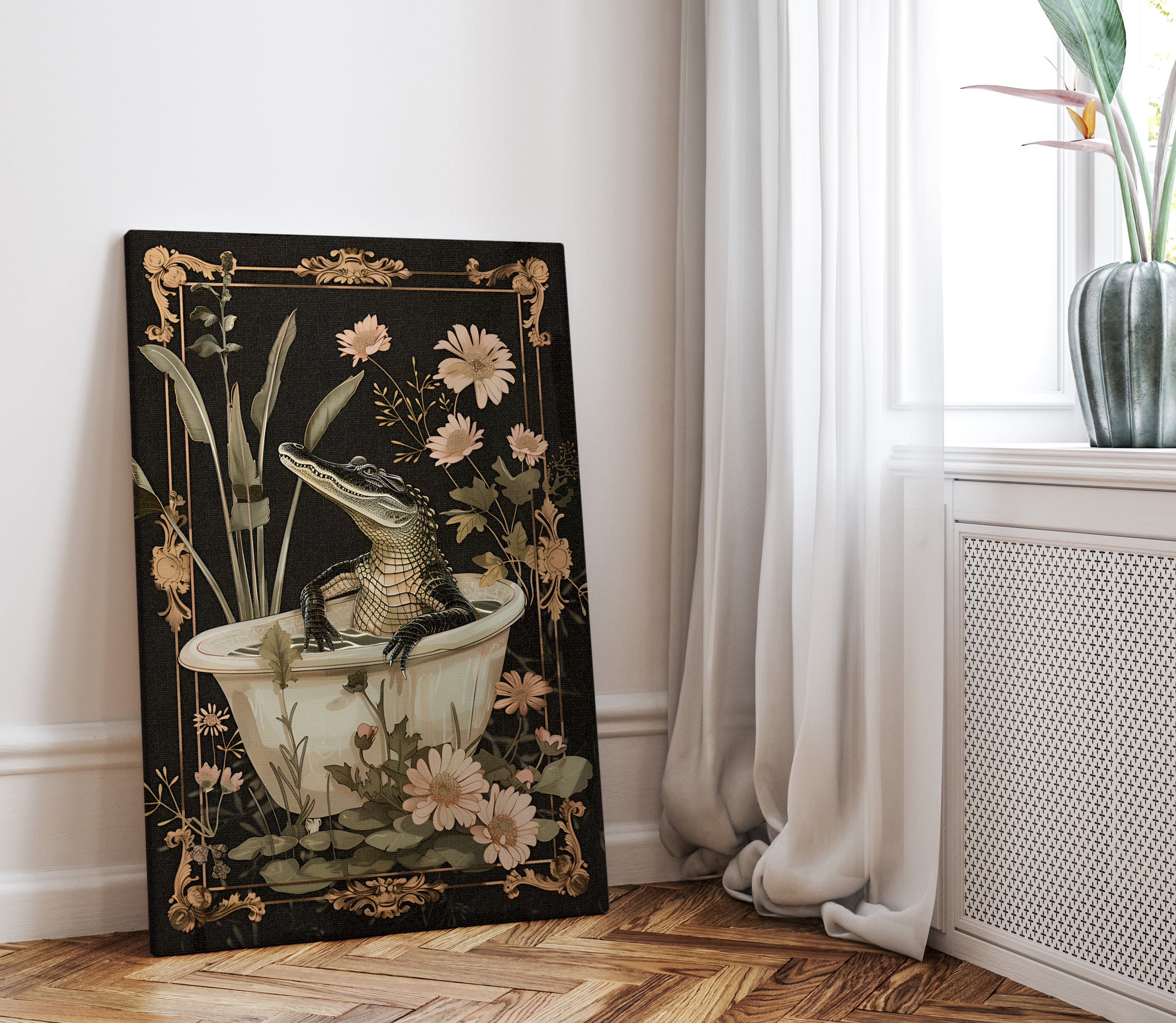 .75" Matte Canvas - Crocodile in Bloom Bath Bliss