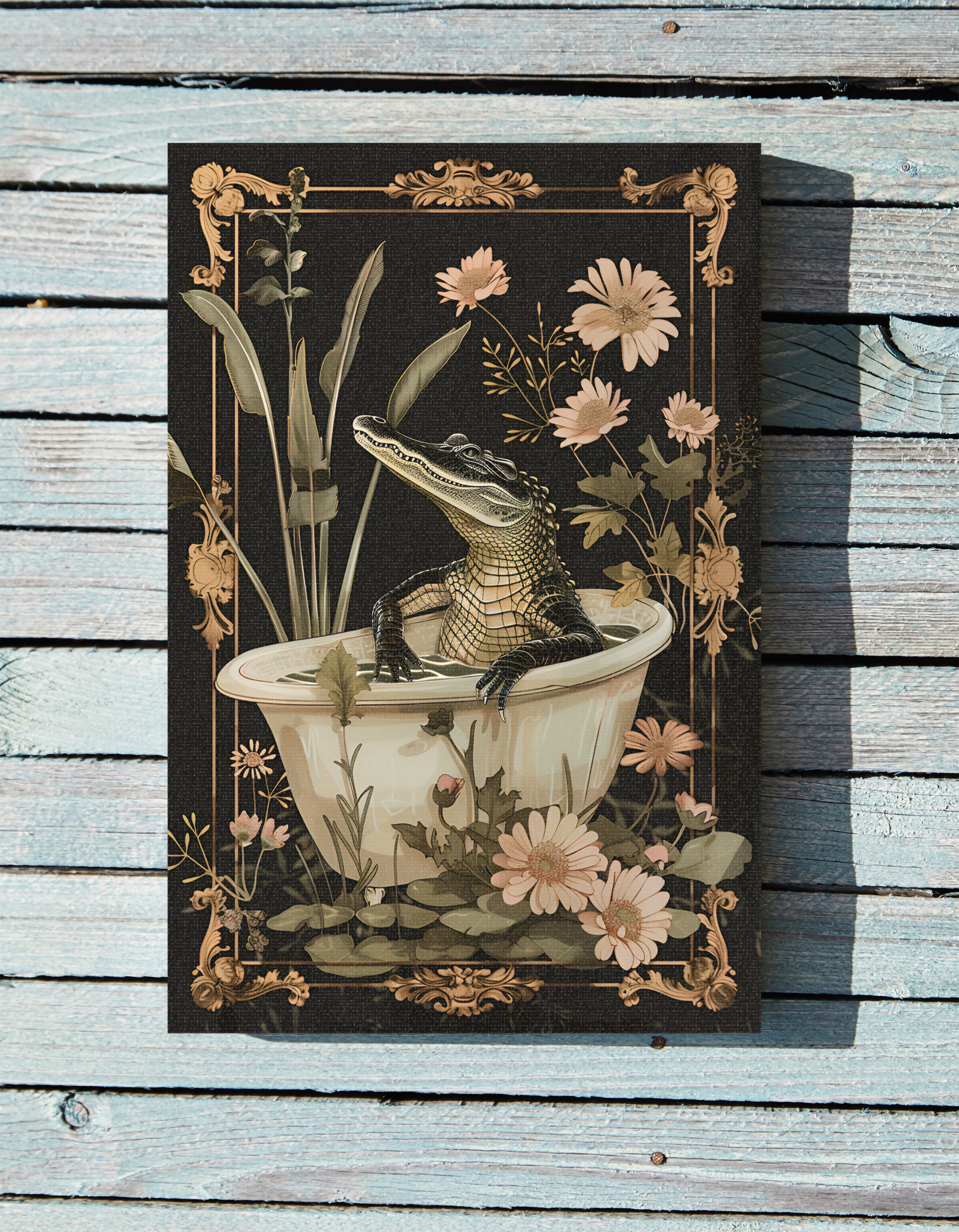 .75" Matte Canvas - Crocodile in Bloom Bath Bliss