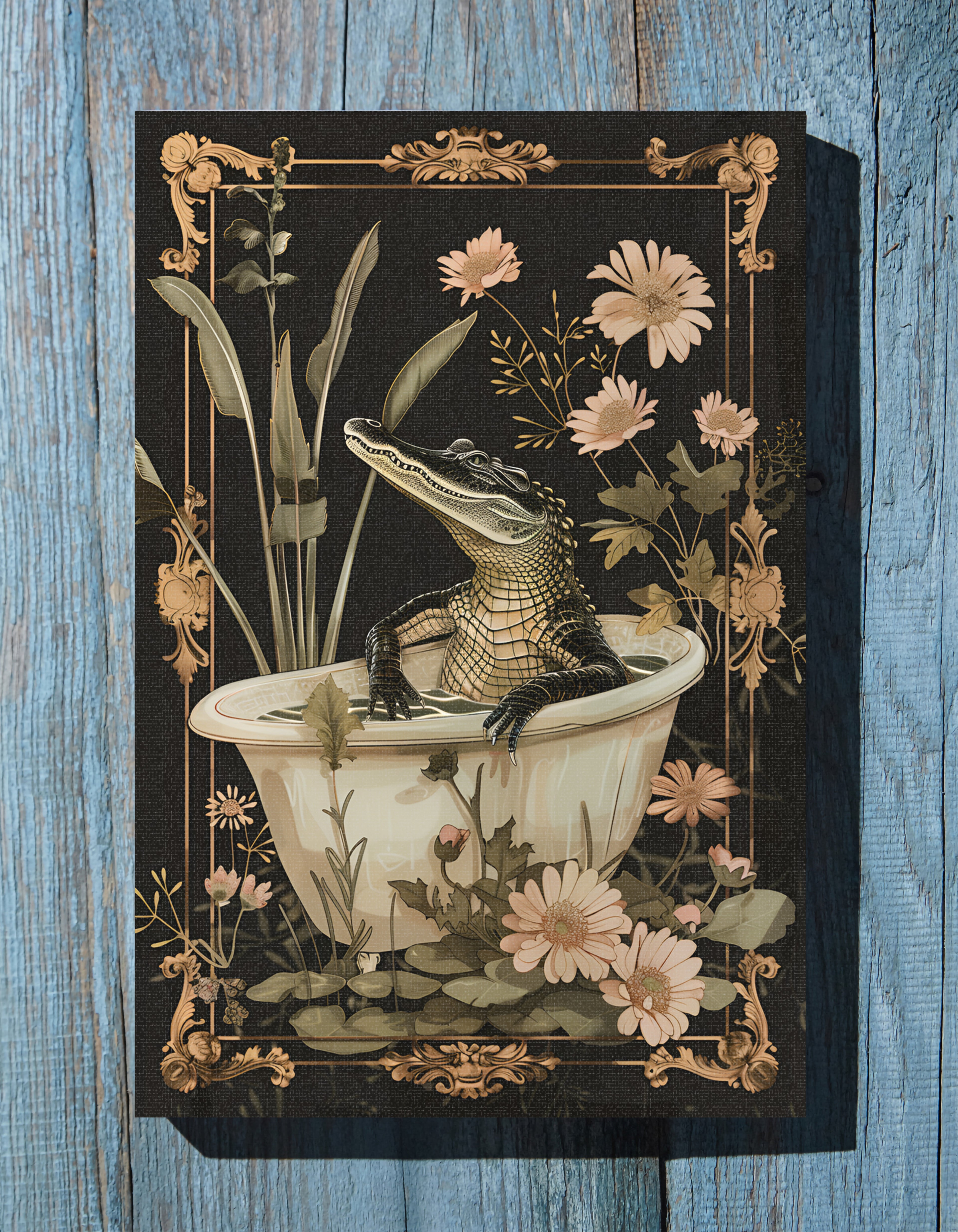 .75" Matte Canvas - Crocodile in Bloom Bath Bliss