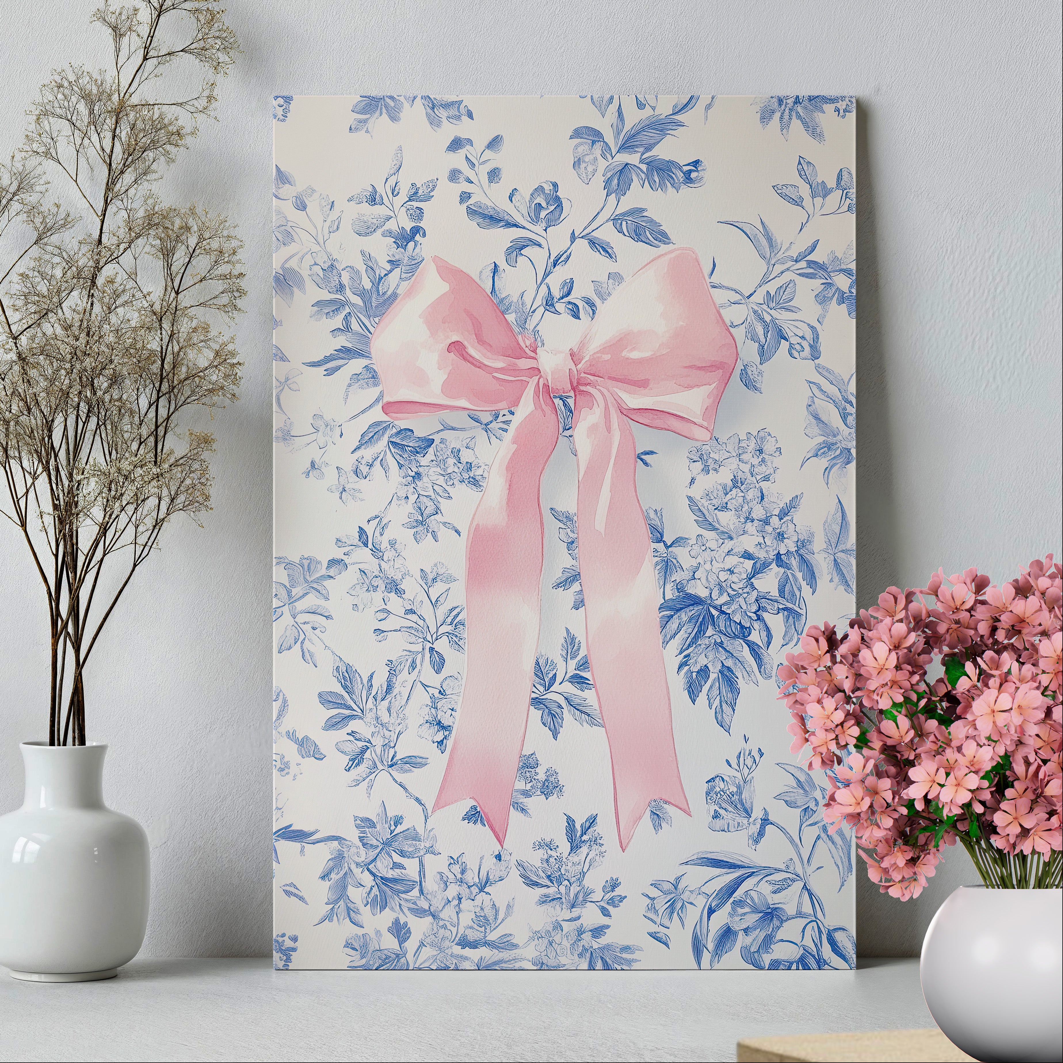 .75" Matte Canvas - Pink Bow Floralscape