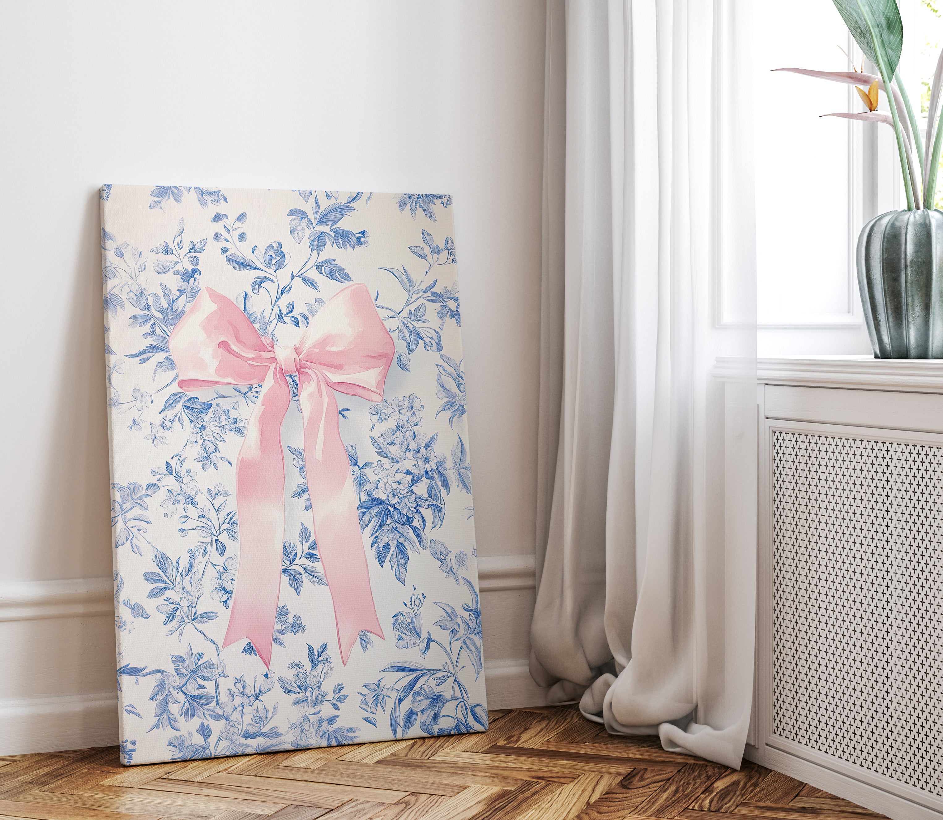 .75" Matte Canvas - Pink Bow Floralscape