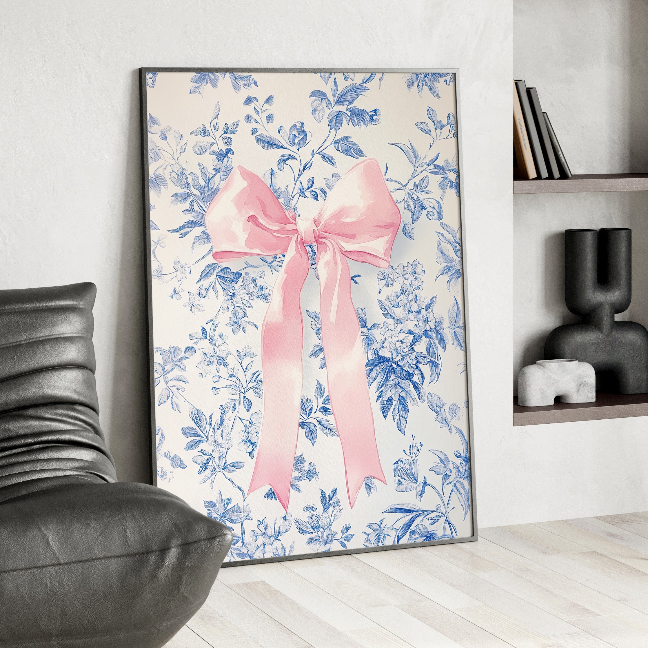 Framed Paper Print - Pink Bow Floralscape