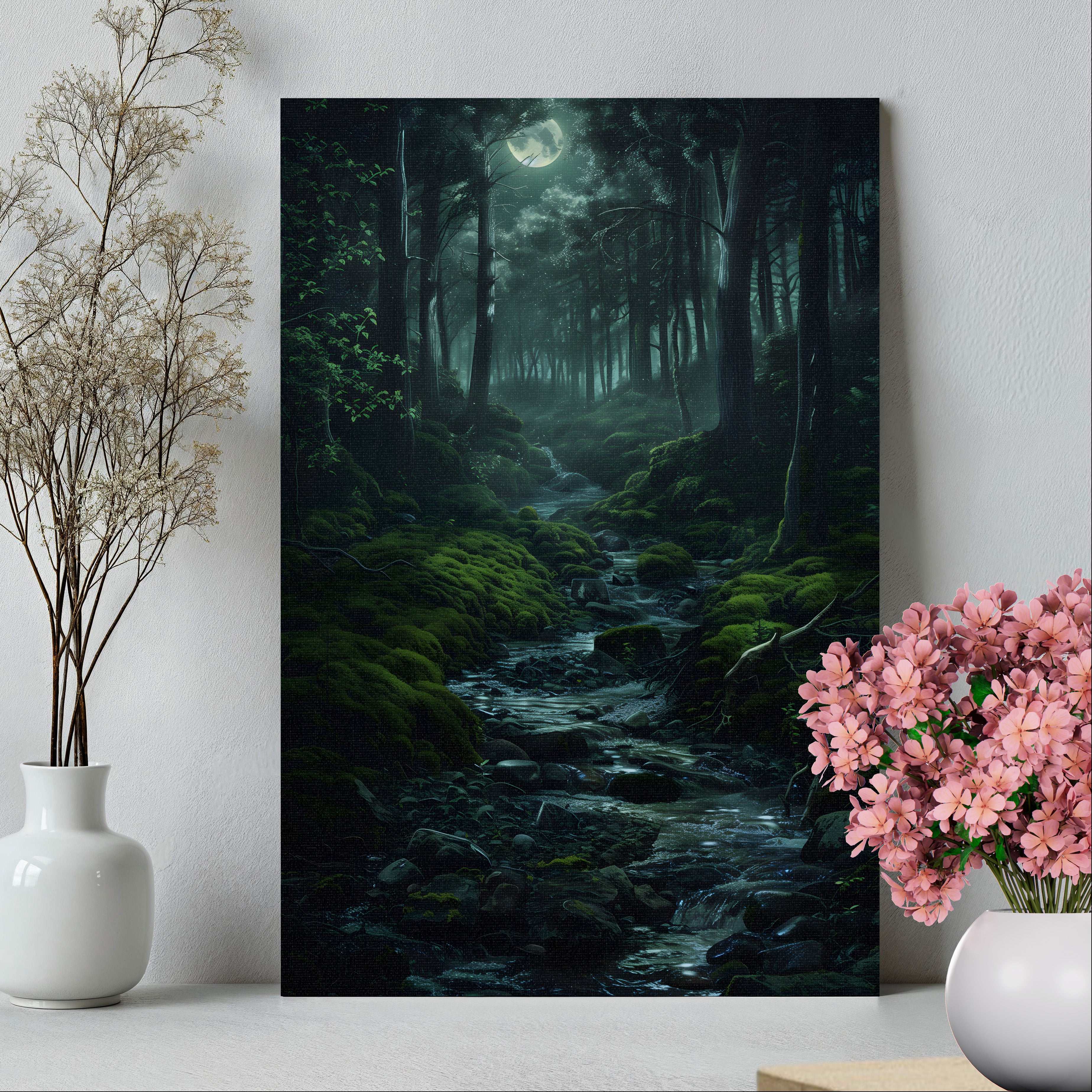 1.25" Matte Canvas - Moonlit Forest Stream
