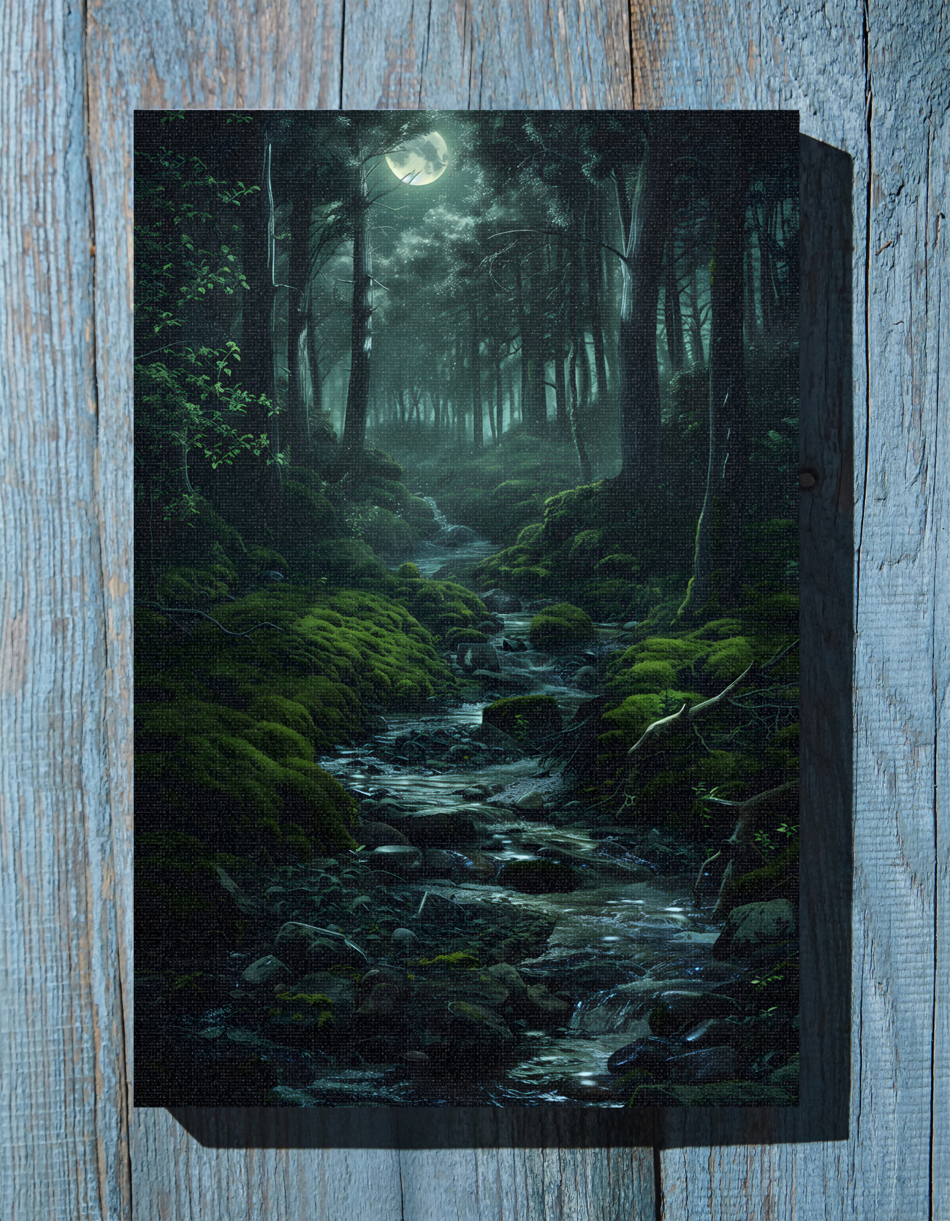 1.25" Matte Canvas - Moonlit Forest Stream