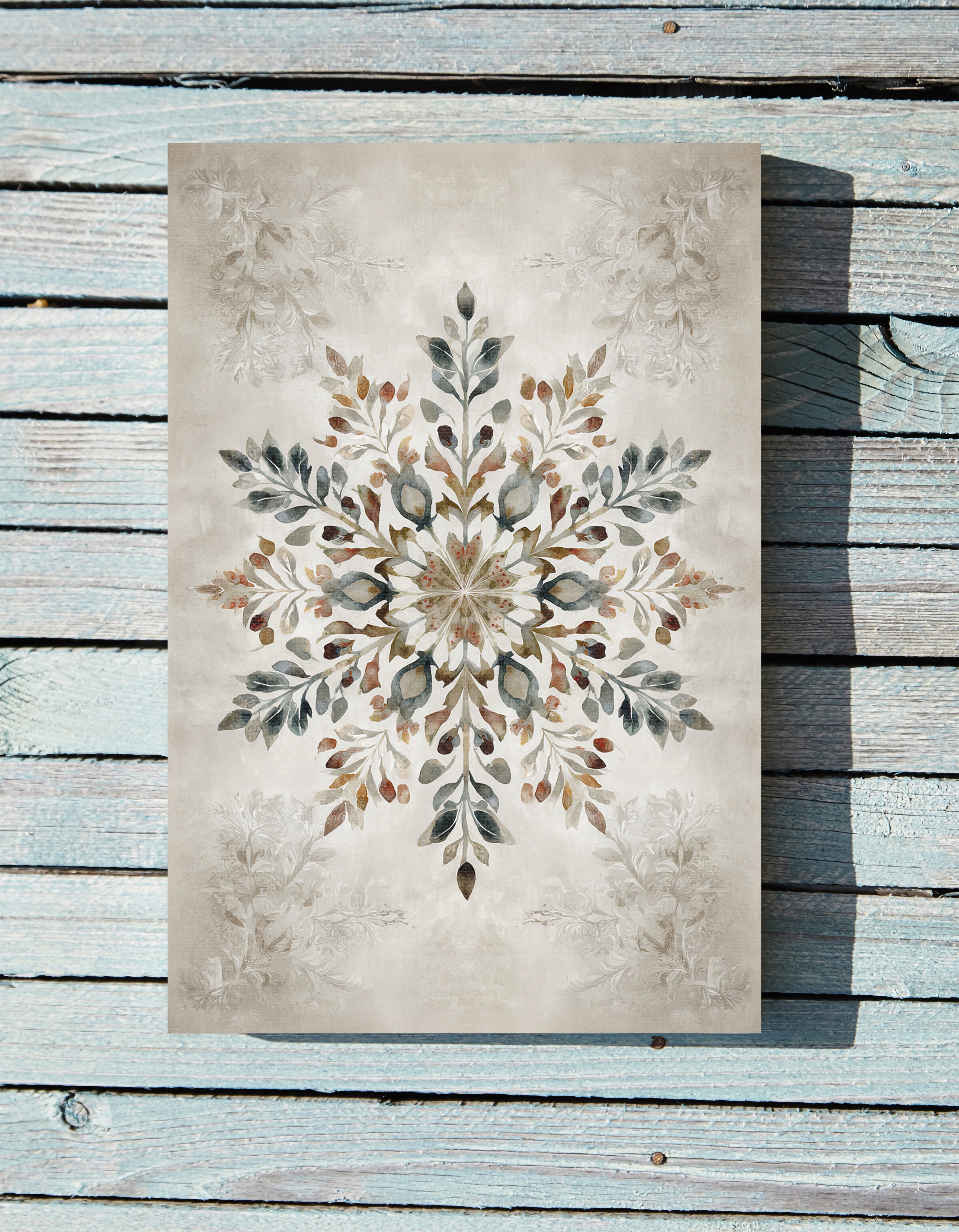 1.25" Matte Canvas - Nordic Botanical Snowflake