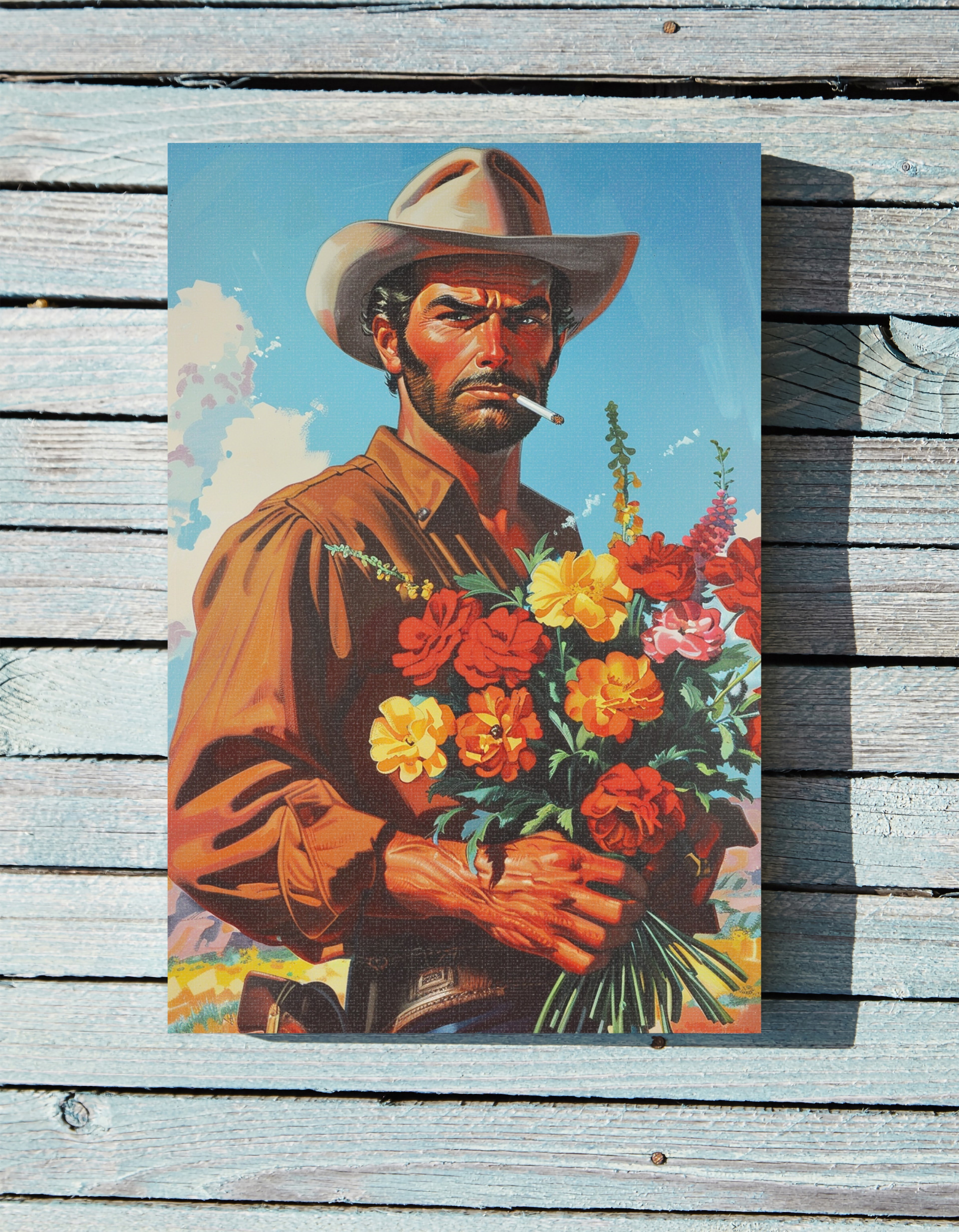 .75" Matte Canvas - Rugged Blooms Cowboy