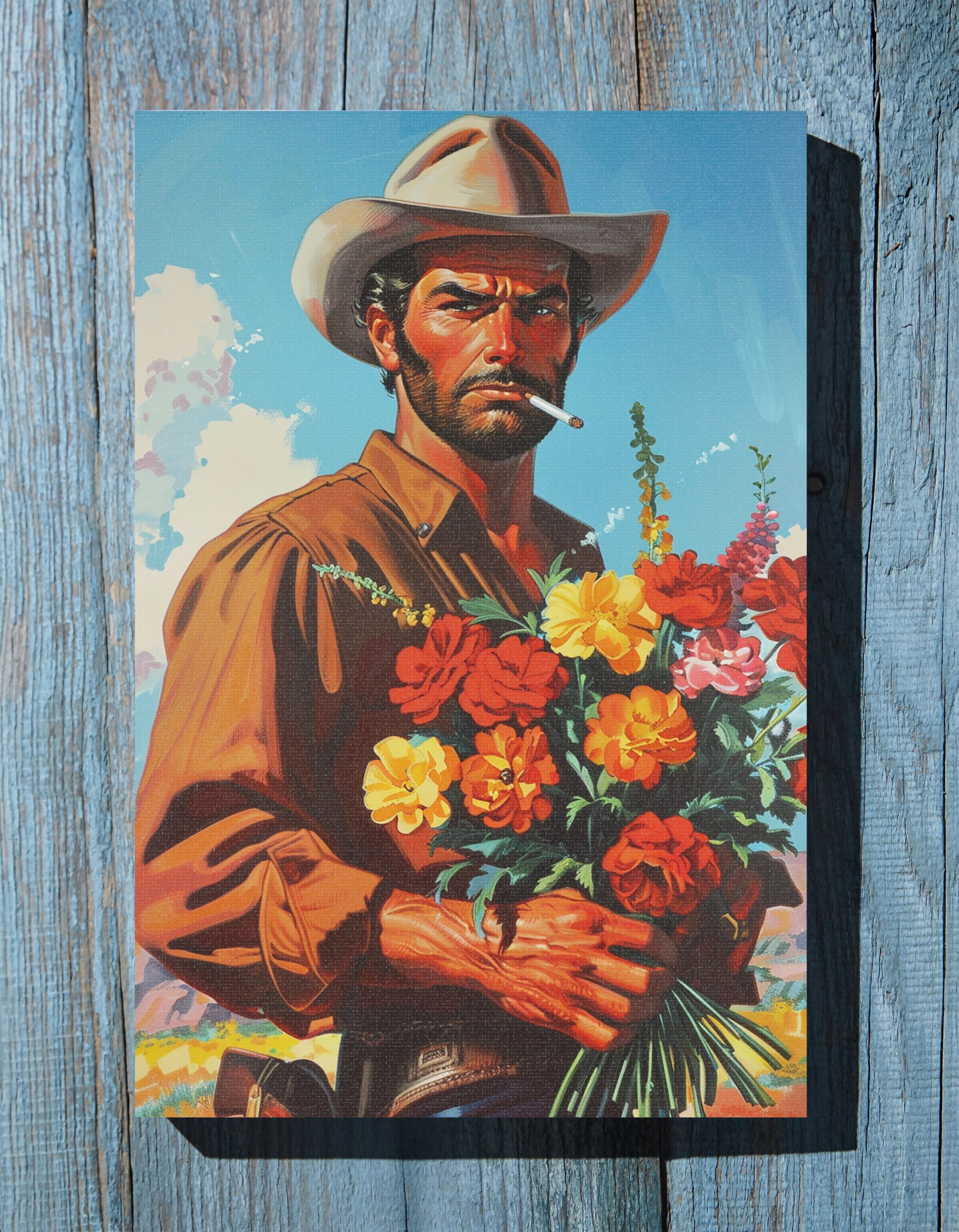 .75" Matte Canvas - Rugged Blooms Cowboy