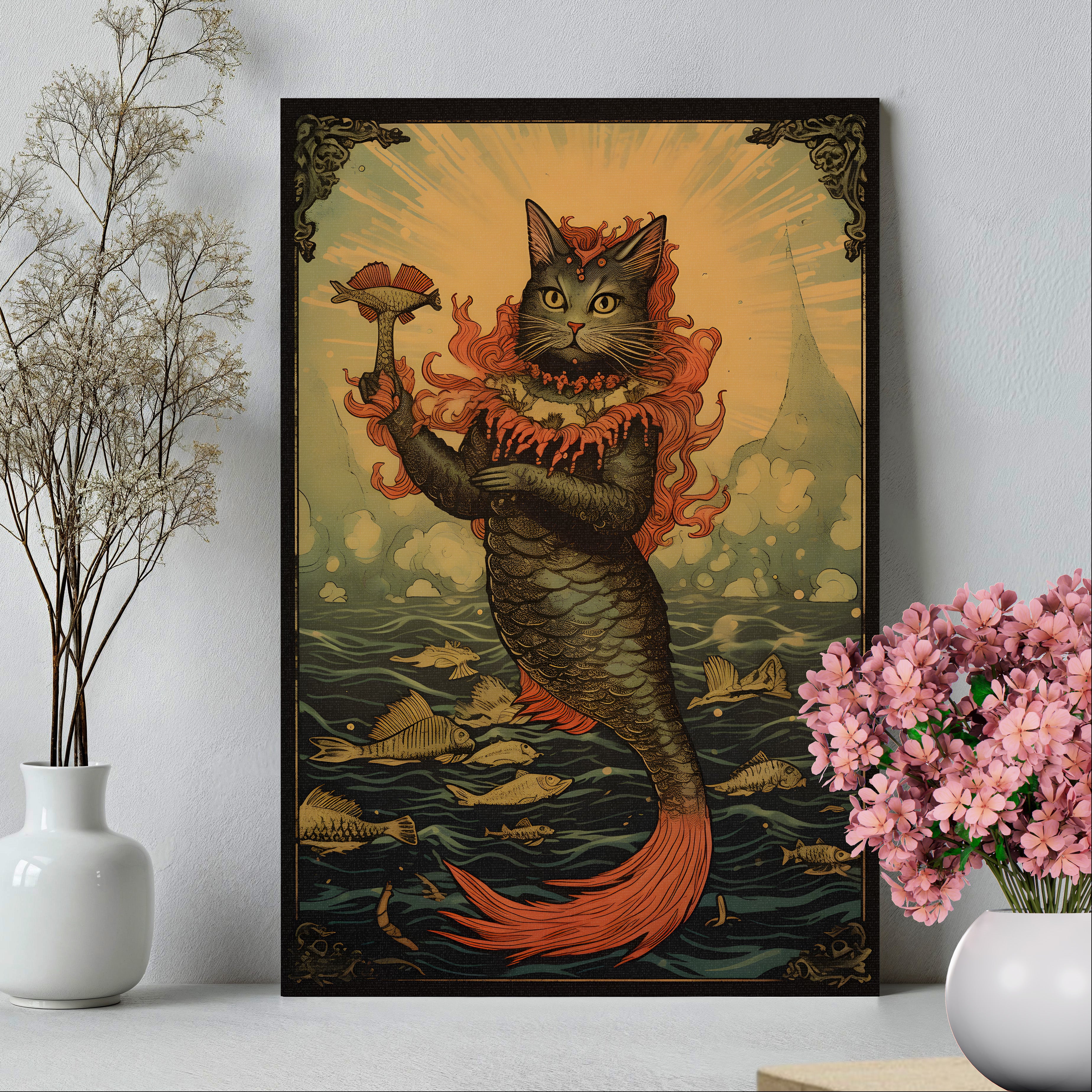 .75" Matte Canvas - Fiery Feline of the Sea