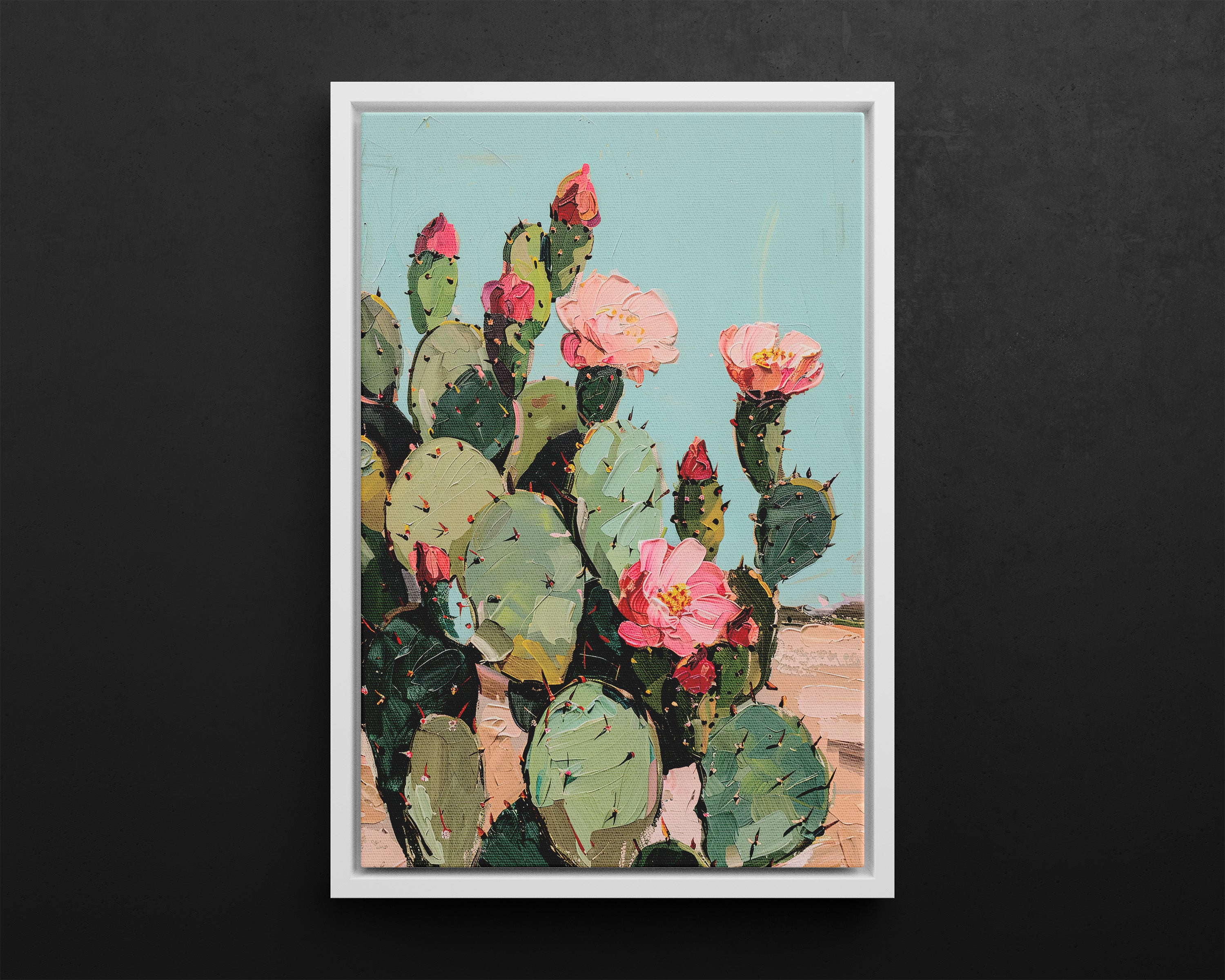 Framed Canvas - Arizona Blooming Cactus Color