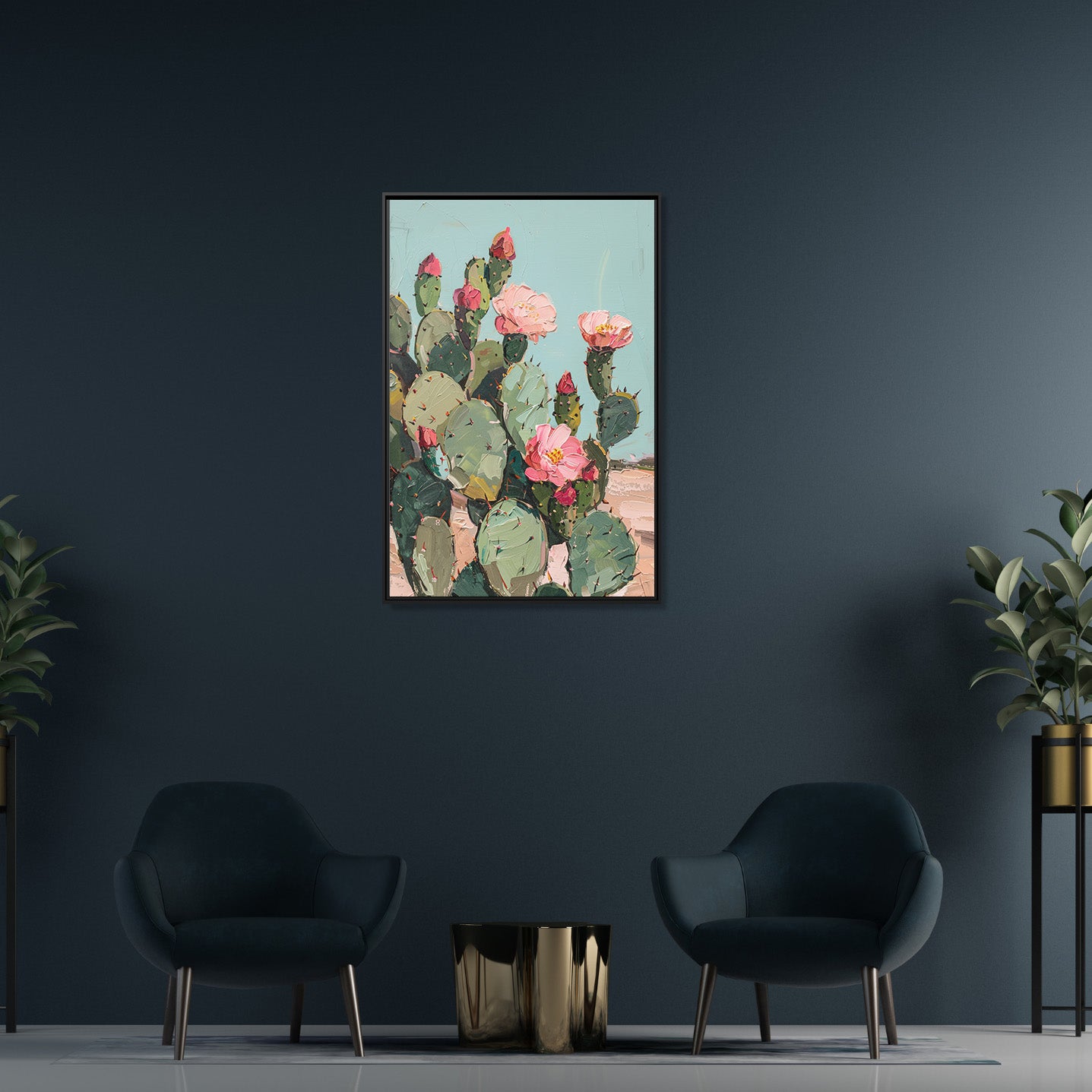 Framed Canvas - Arizona Blooming Cactus Color