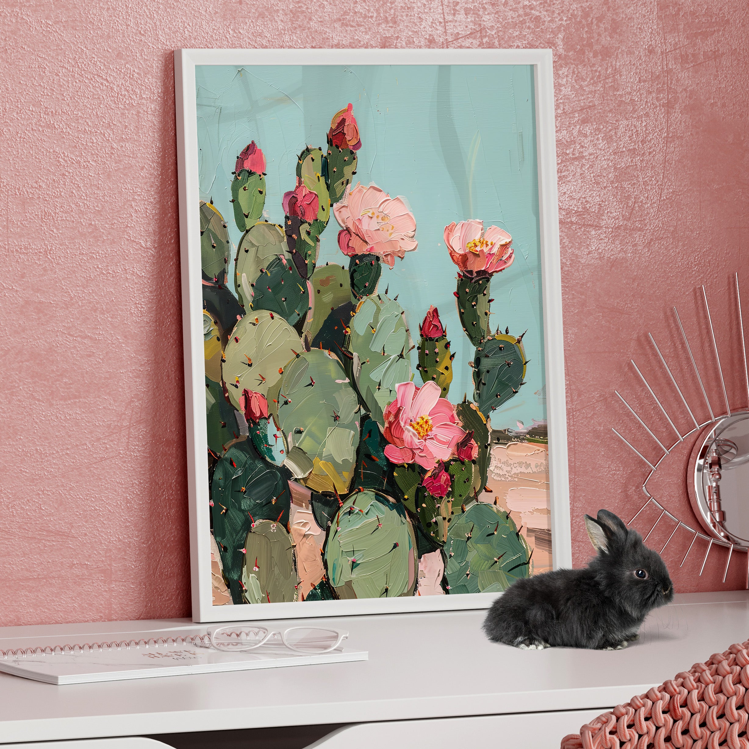 Framed Paper Print - Arizona Blooming Cactus Color