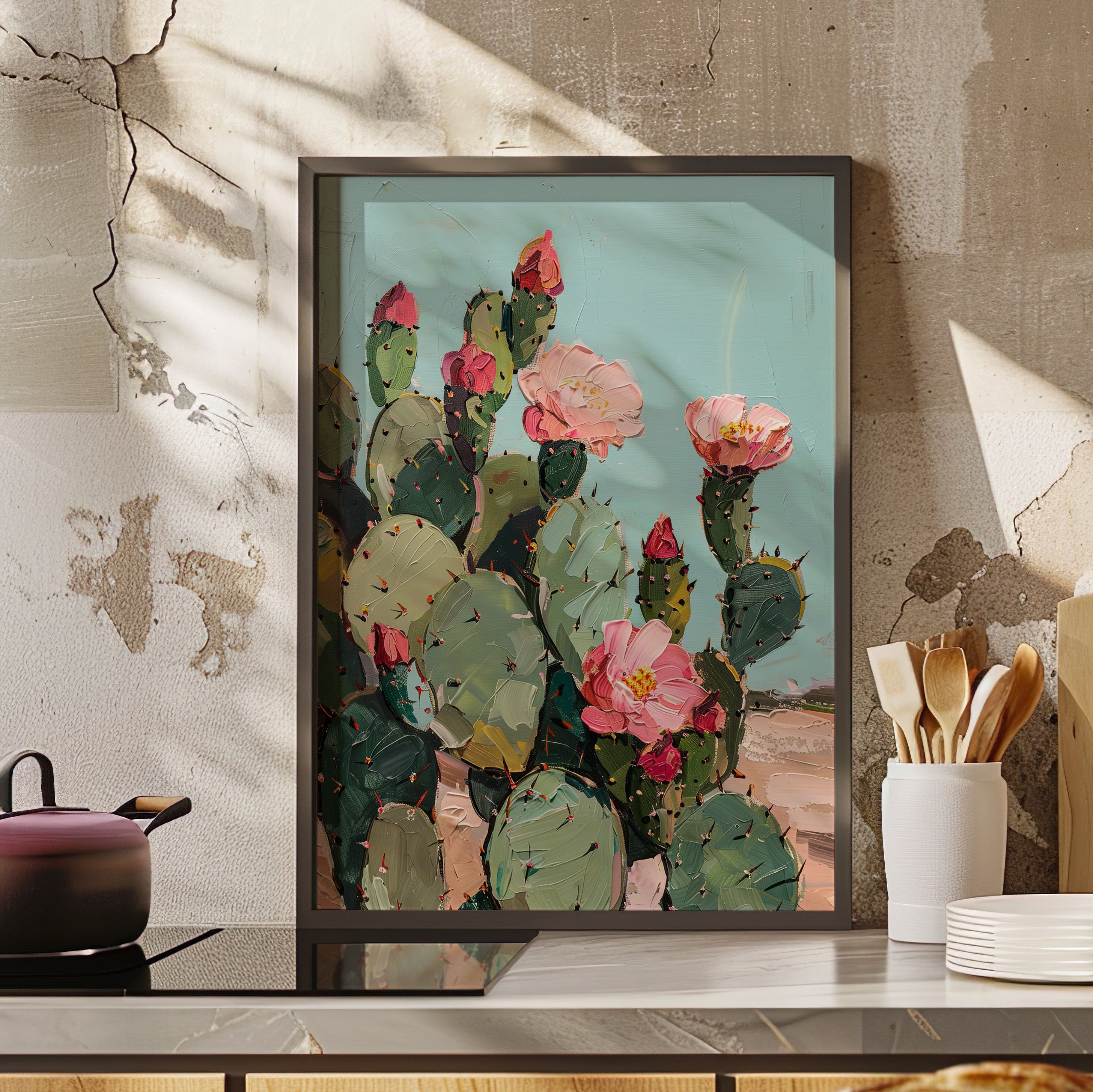 Framed Paper Print - Arizona Blooming Cactus Color