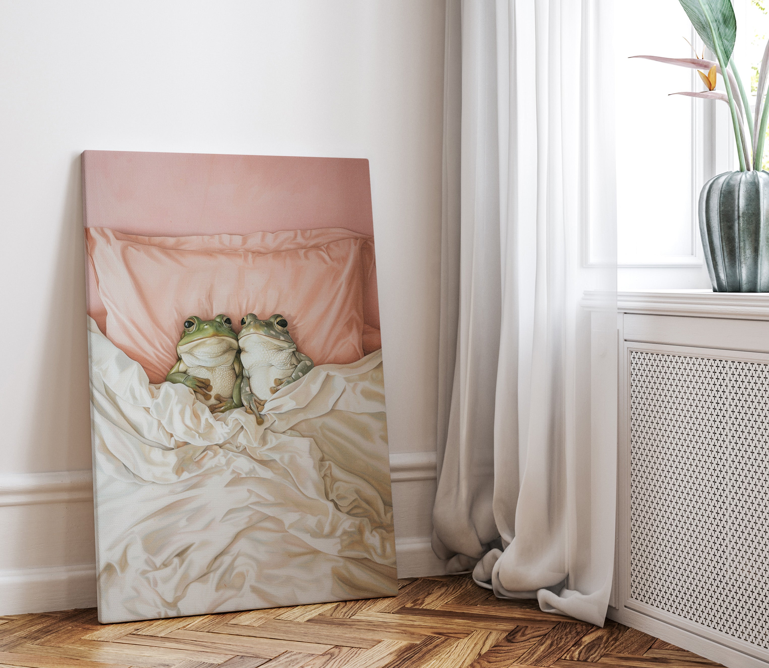 .75" Matte Canvas - Cozy Frogs Romantic Bliss