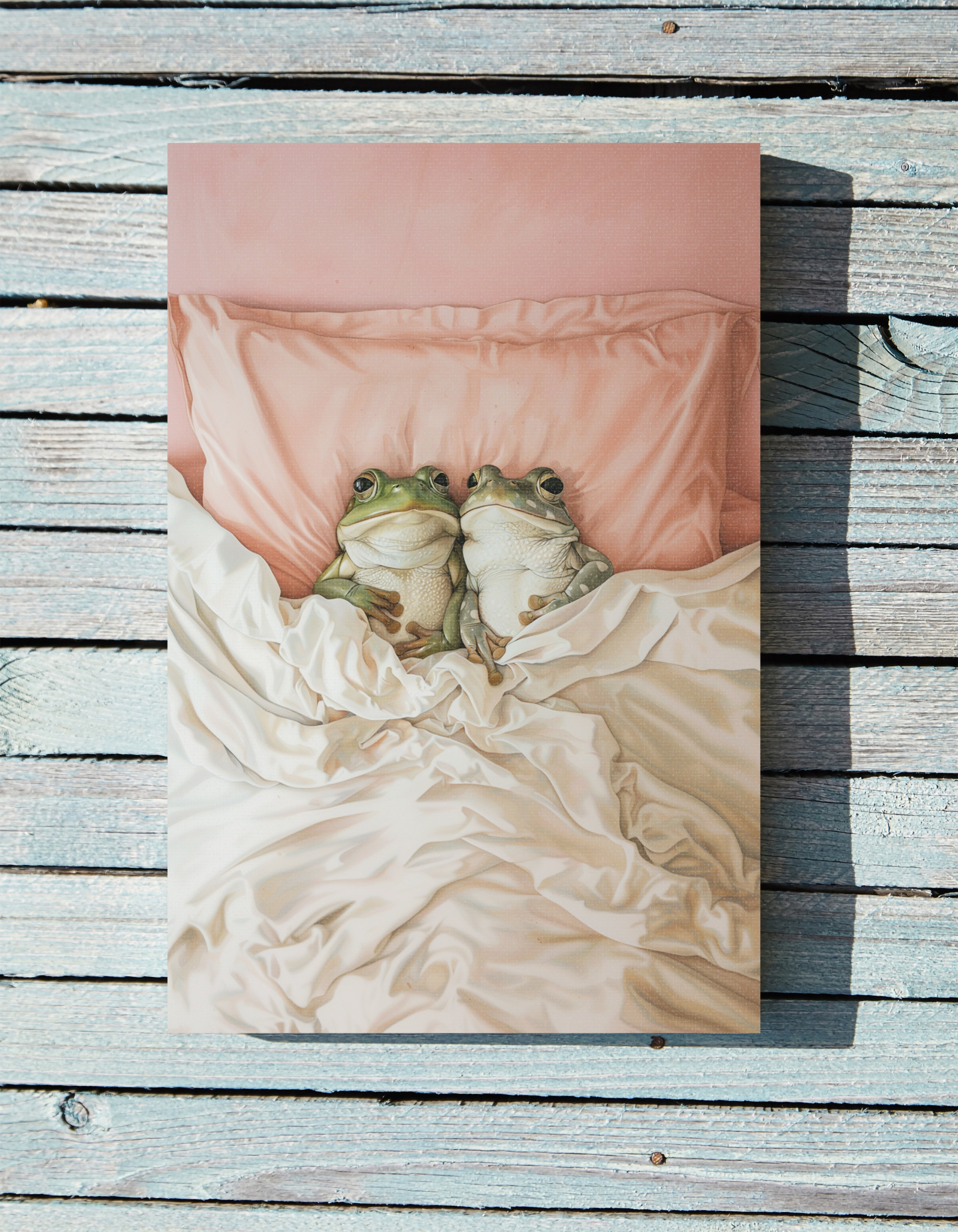 .75" Matte Canvas - Cozy Frogs Romantic Bliss