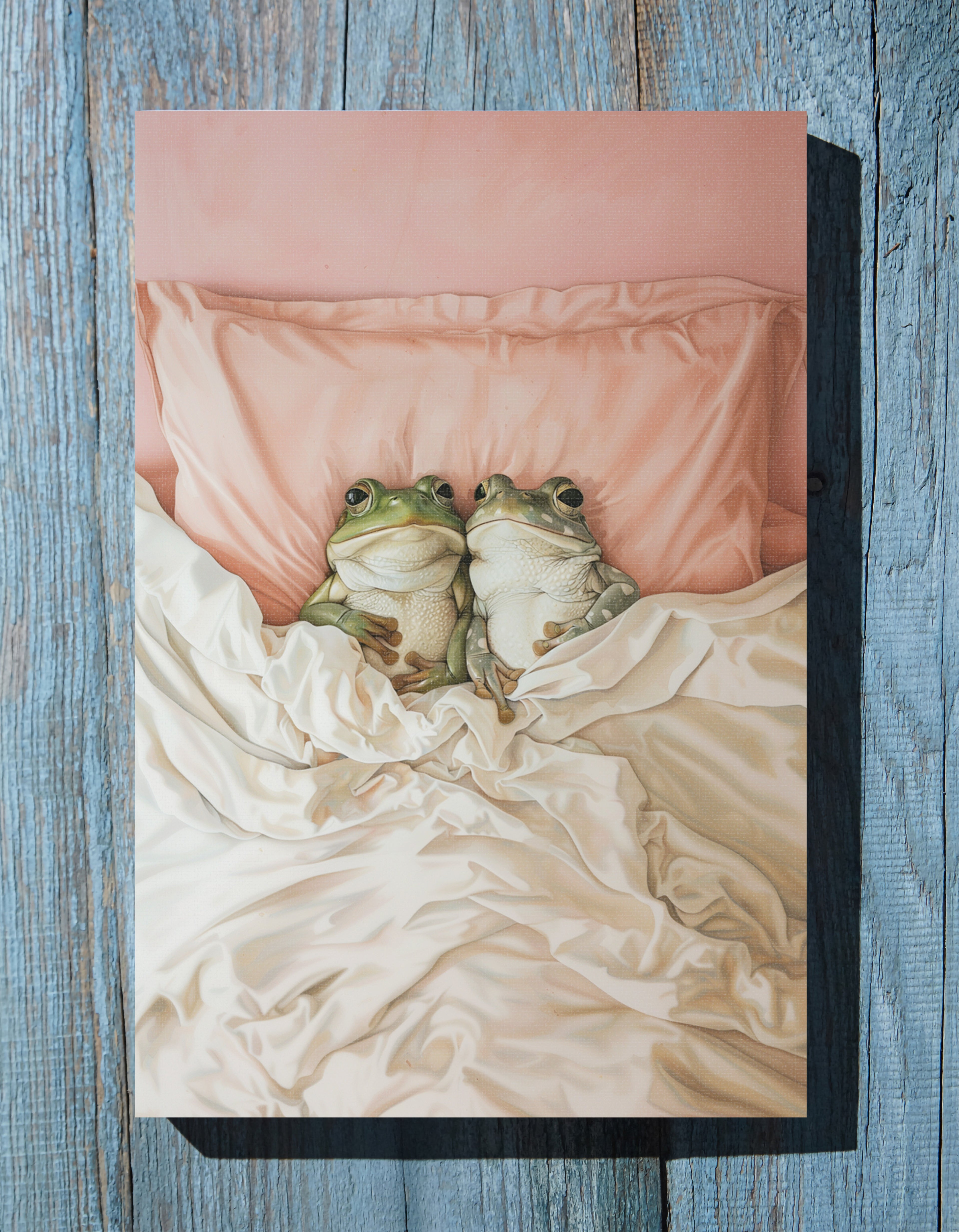 .75" Matte Canvas - Cozy Frogs Romantic Bliss