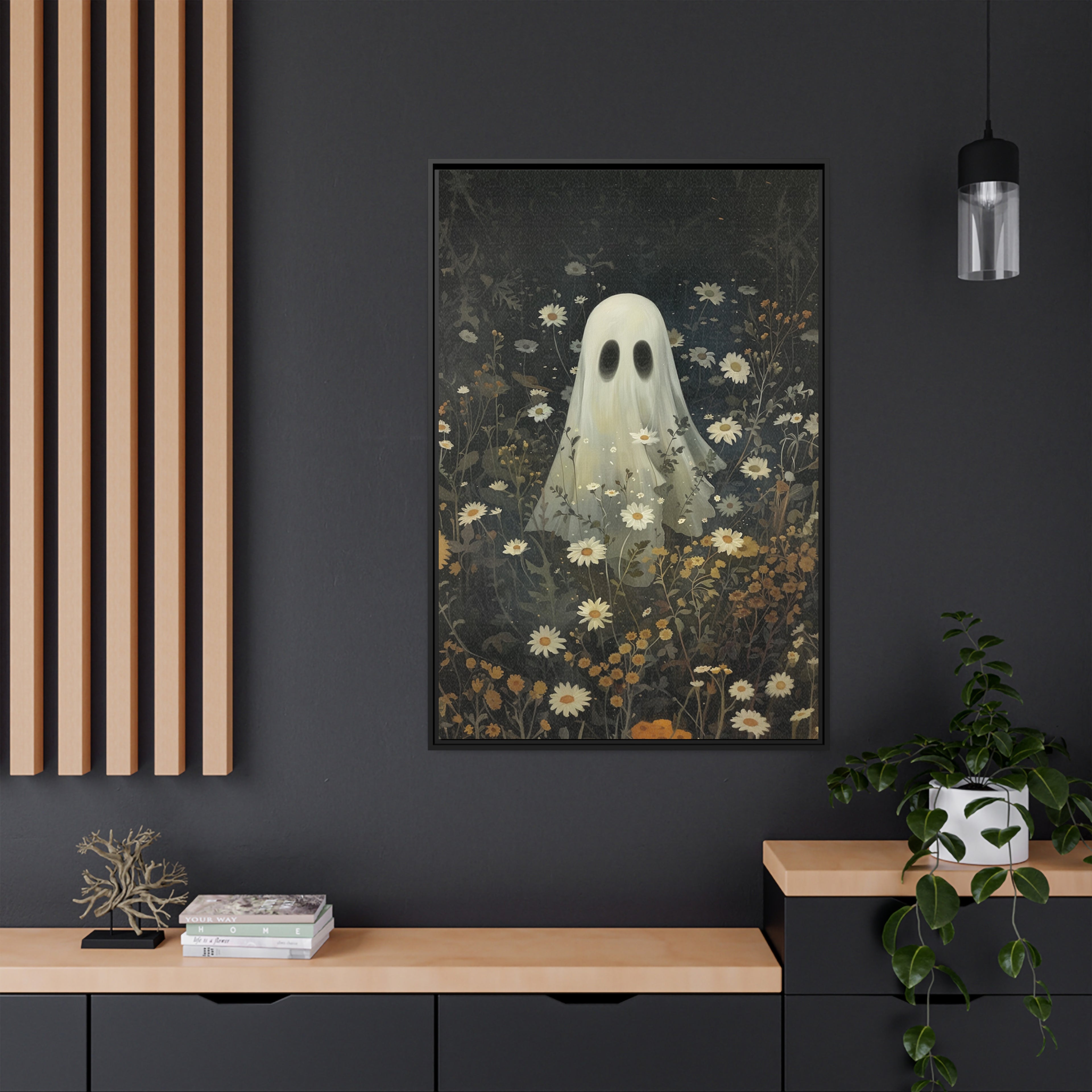 Framed Canvas - Daisy Meadow Ghost