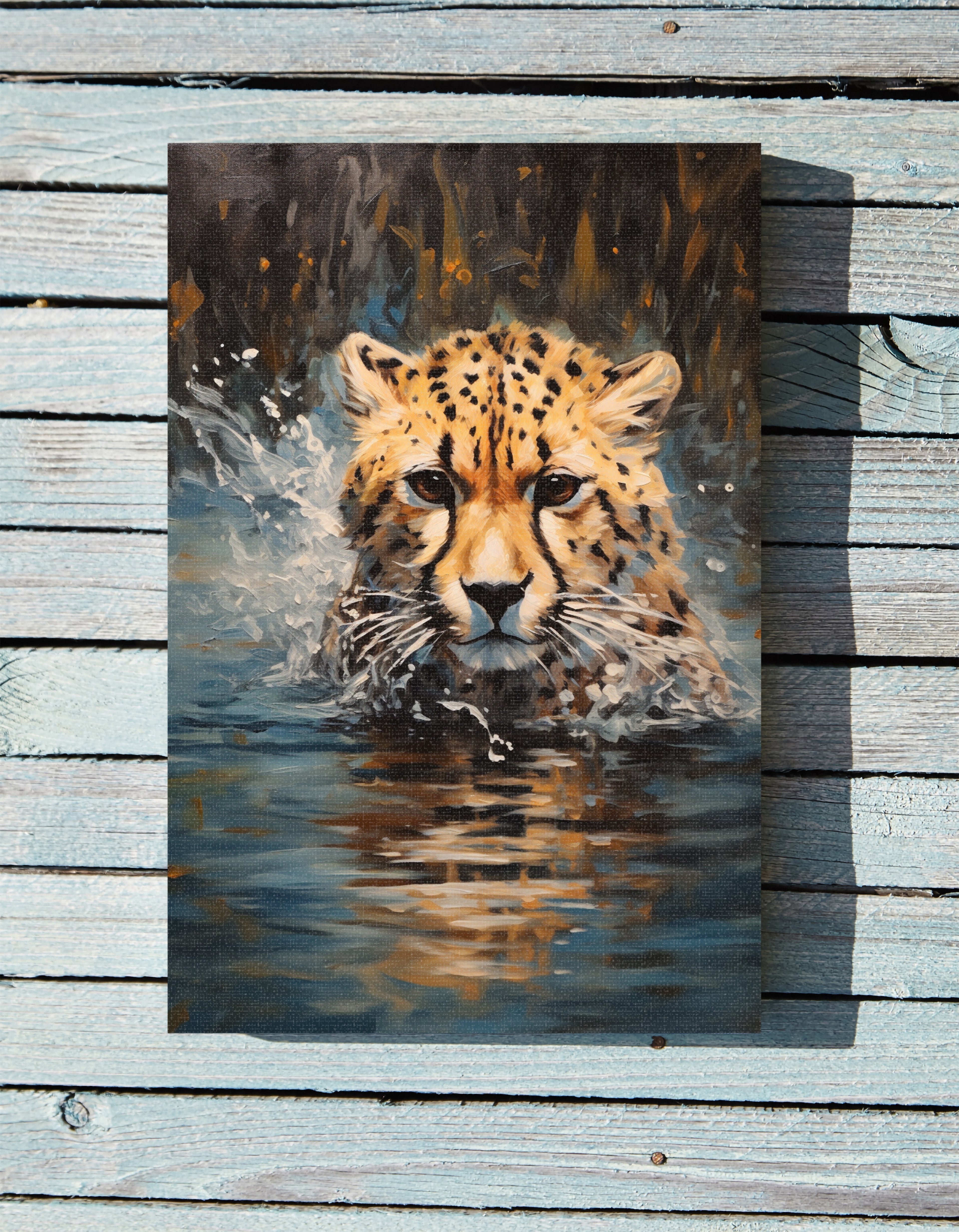 .75" Matte Canvas - Aqua Sprinting Cheetah