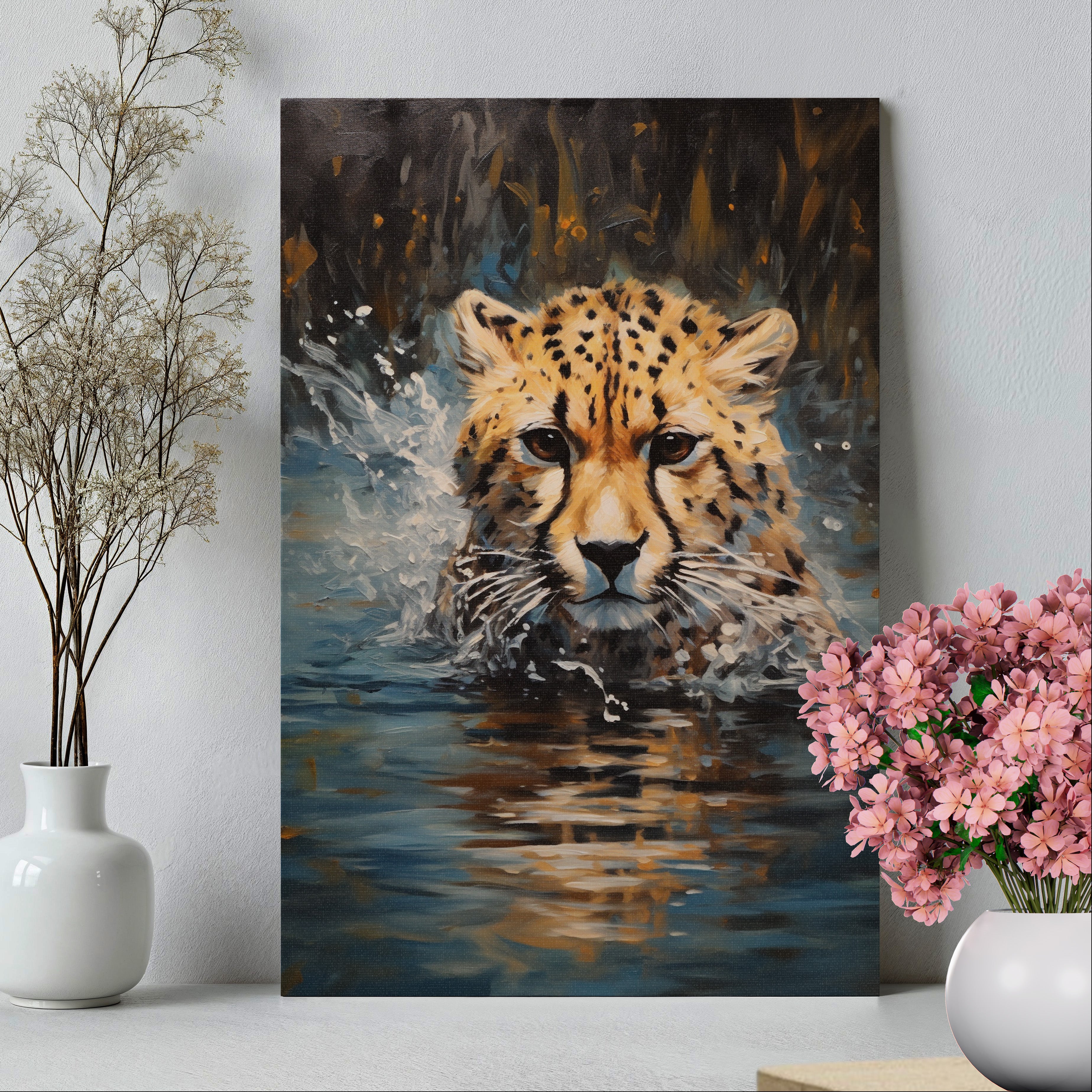.75" Matte Canvas - Aqua Sprinting Cheetah