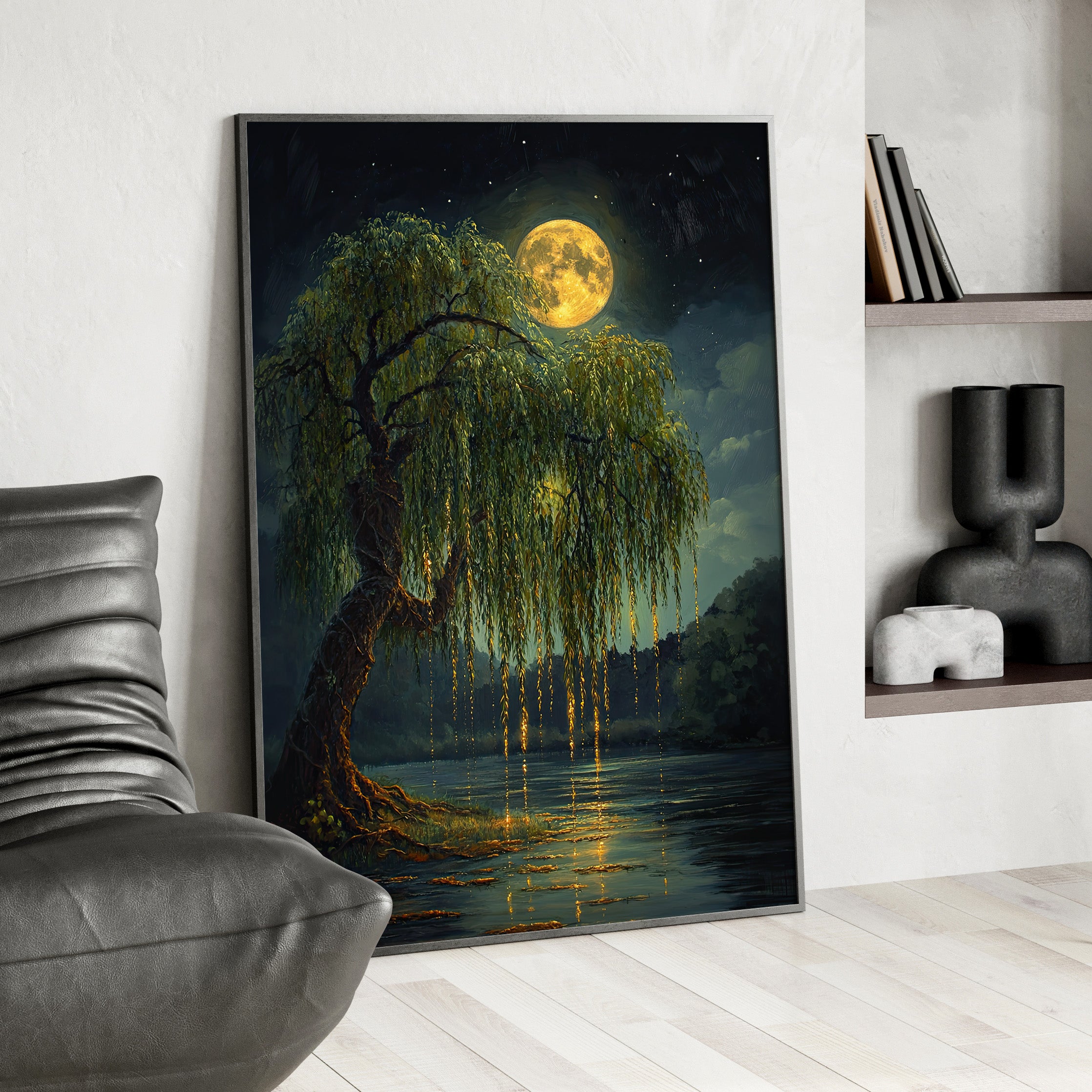 Framed Paper Print - Moonlit Willow Glow