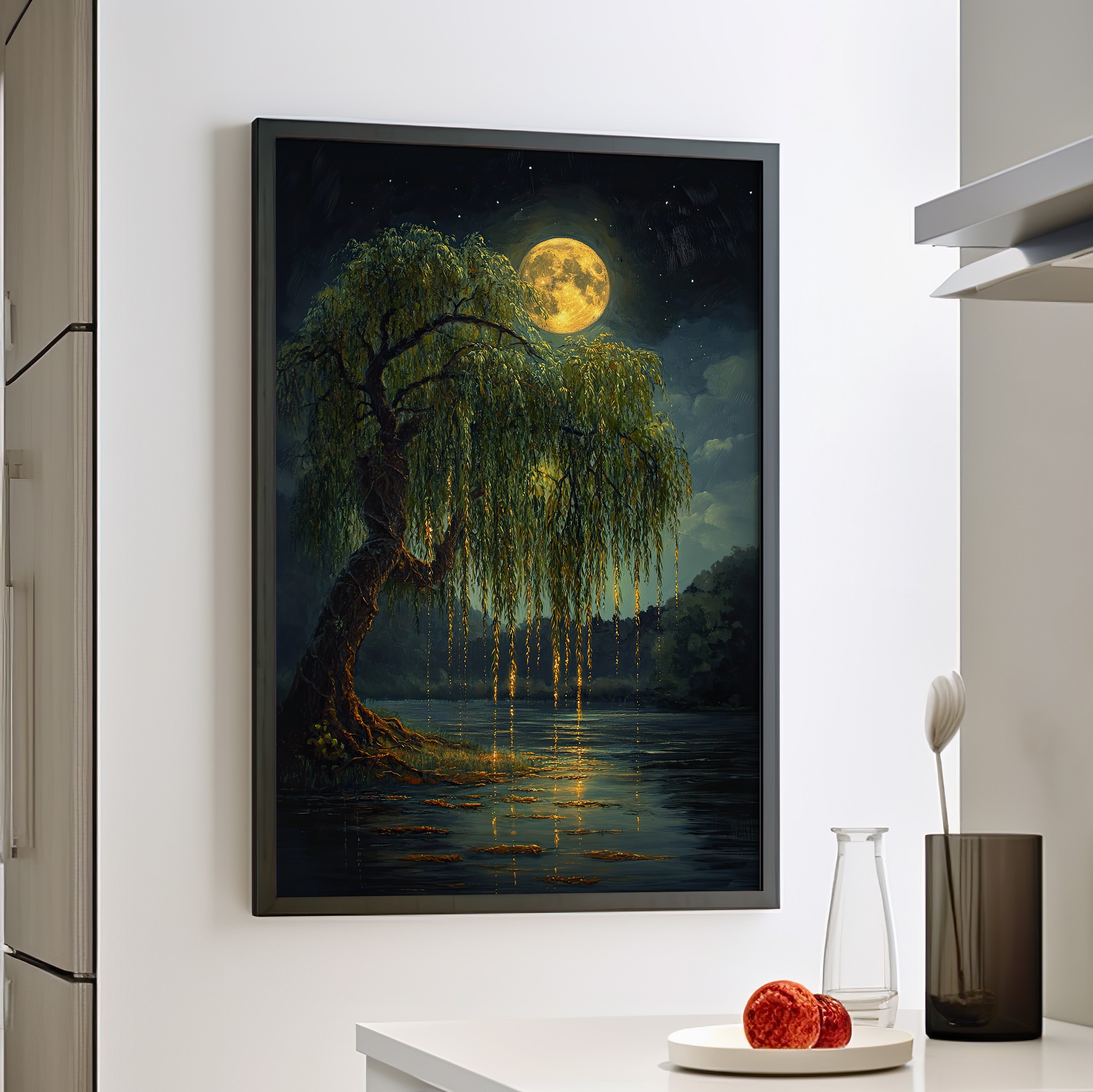 Framed Paper Print - Moonlit Willow Glow