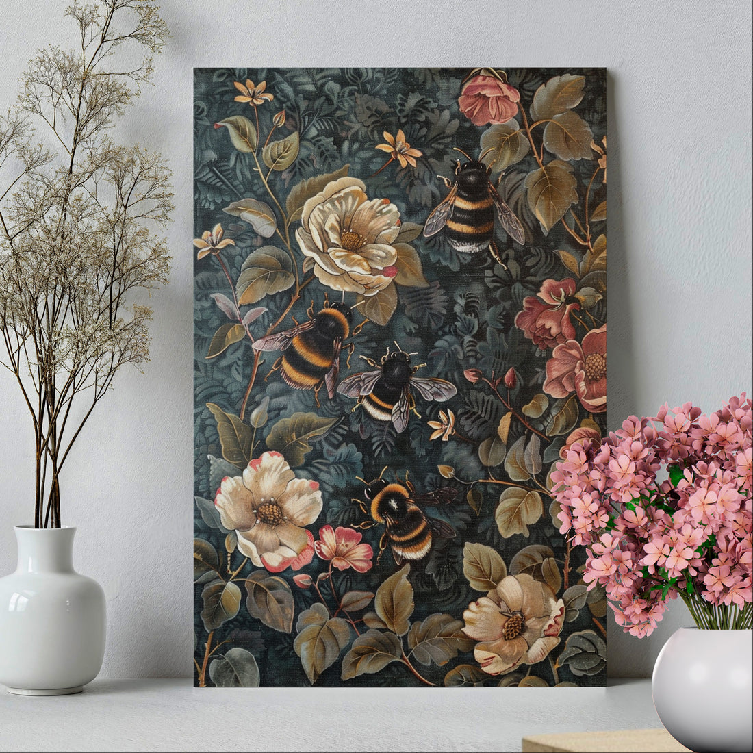 .75" Matte Canvas - Bumblebee Botanical Rhapsody