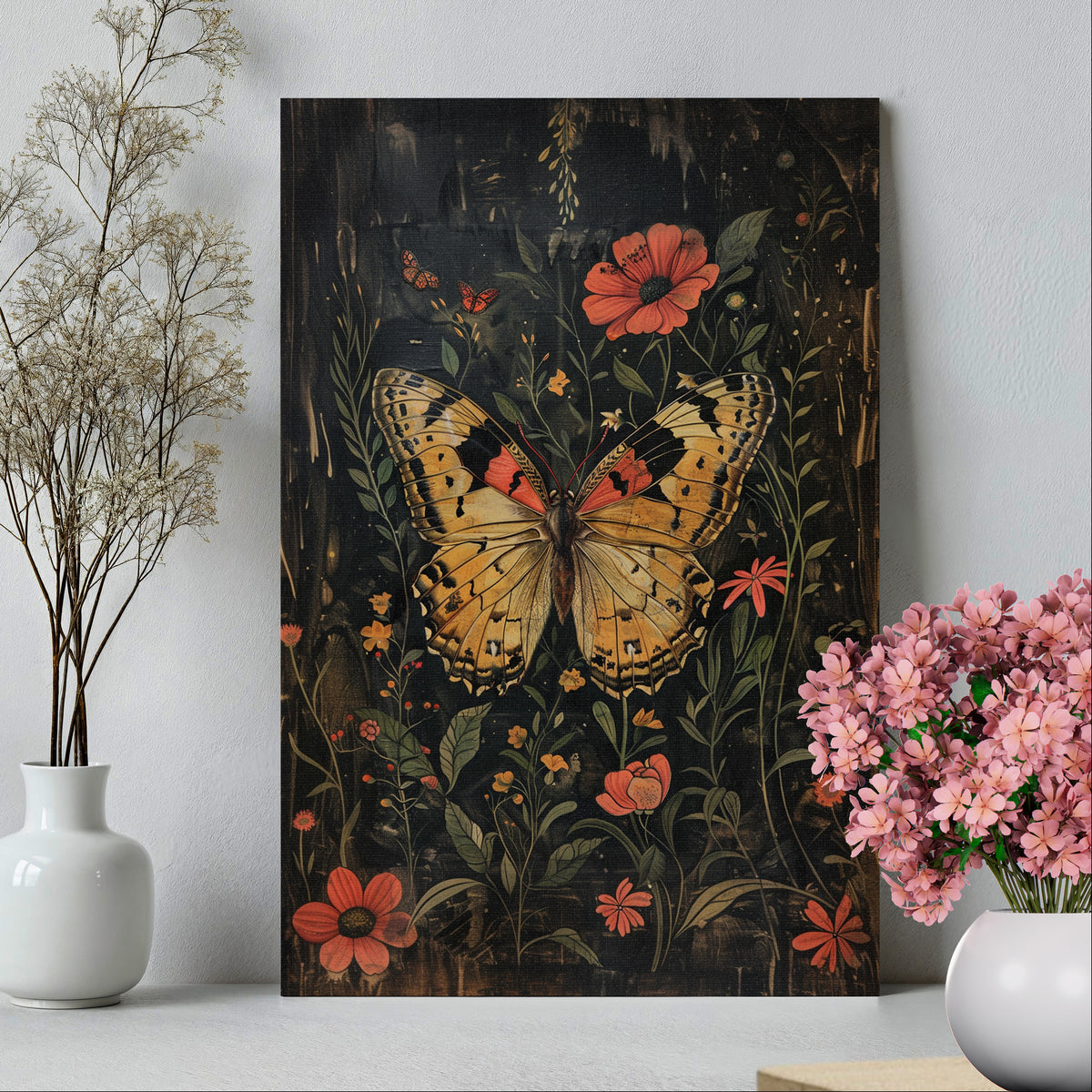 .75" Matte Canvas - Nocturnal Butterfly Garden