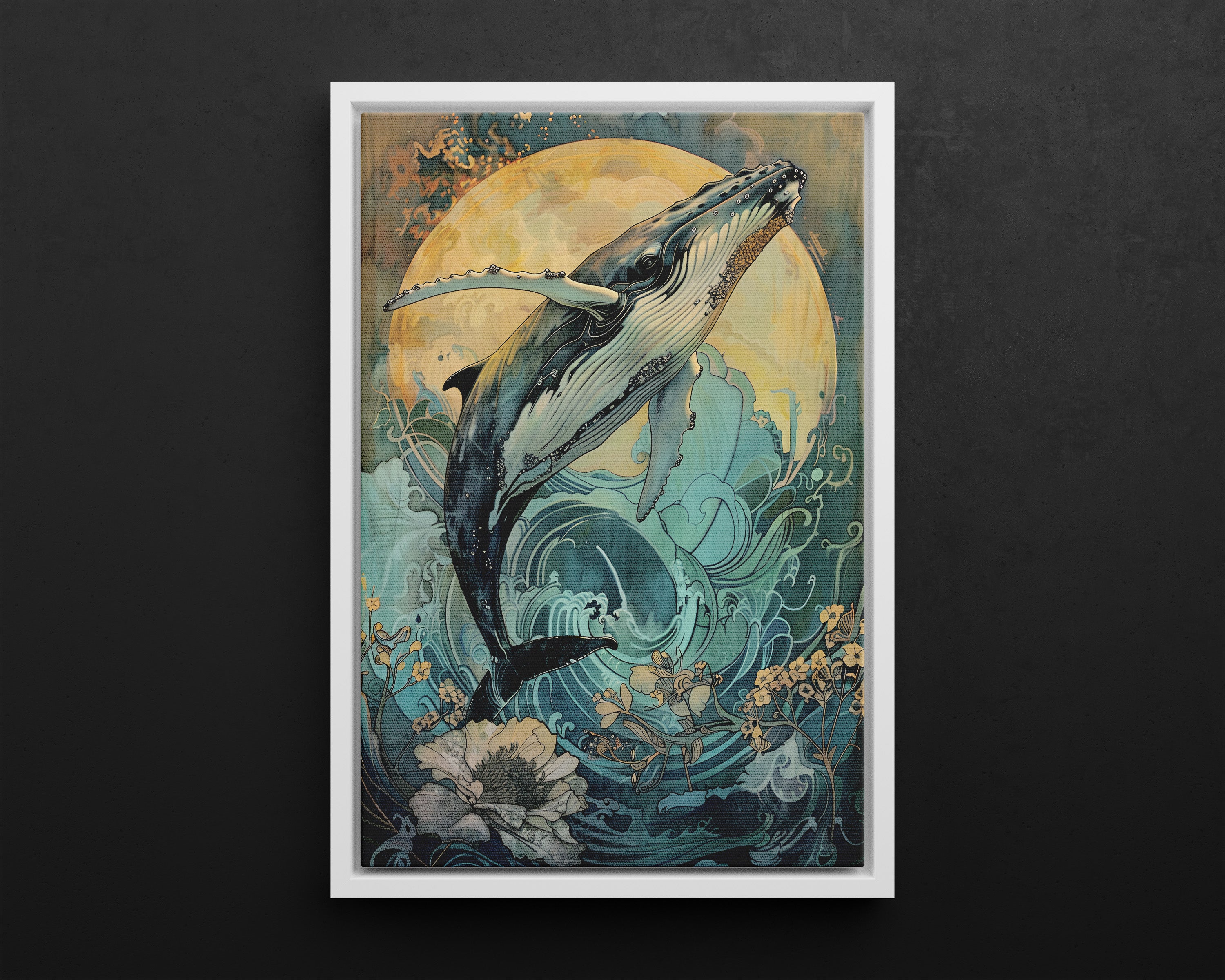 Framed Canvas - Moonrise Humpback Bloom