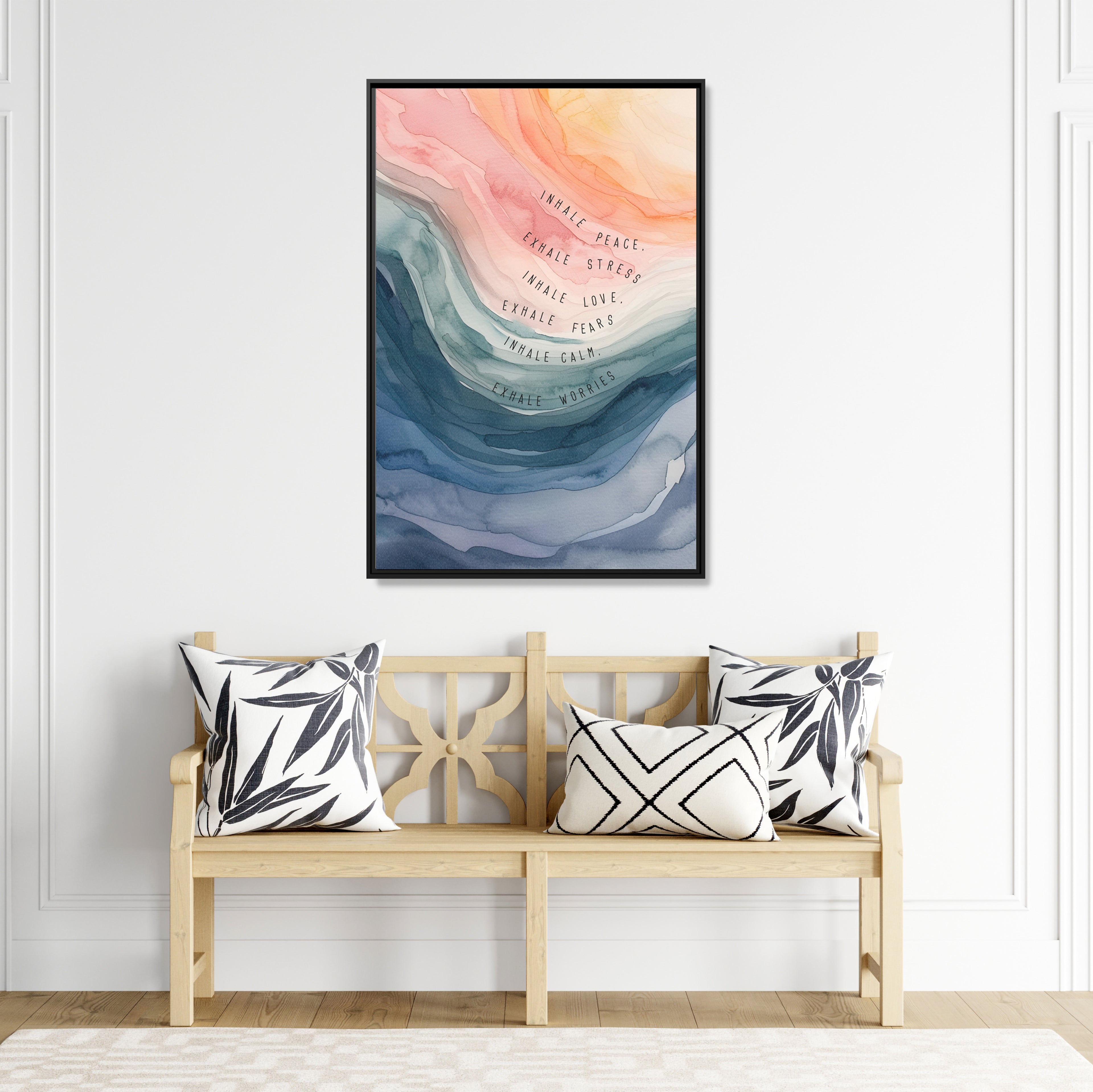 Framed Canvas - Inhale Exhale Watercolor Calm