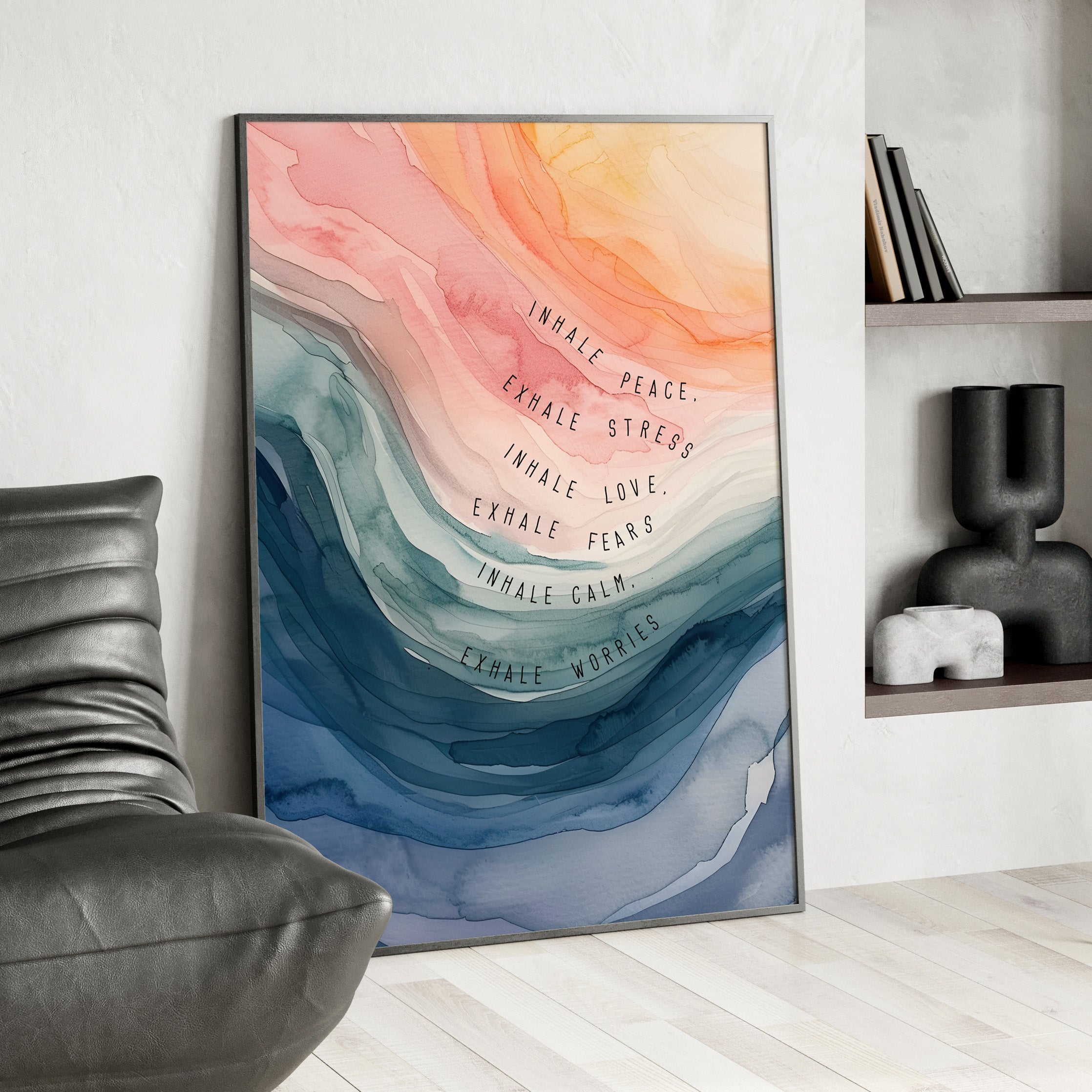 Framed Paper Print - Inhale Exhale Watercolor Calm