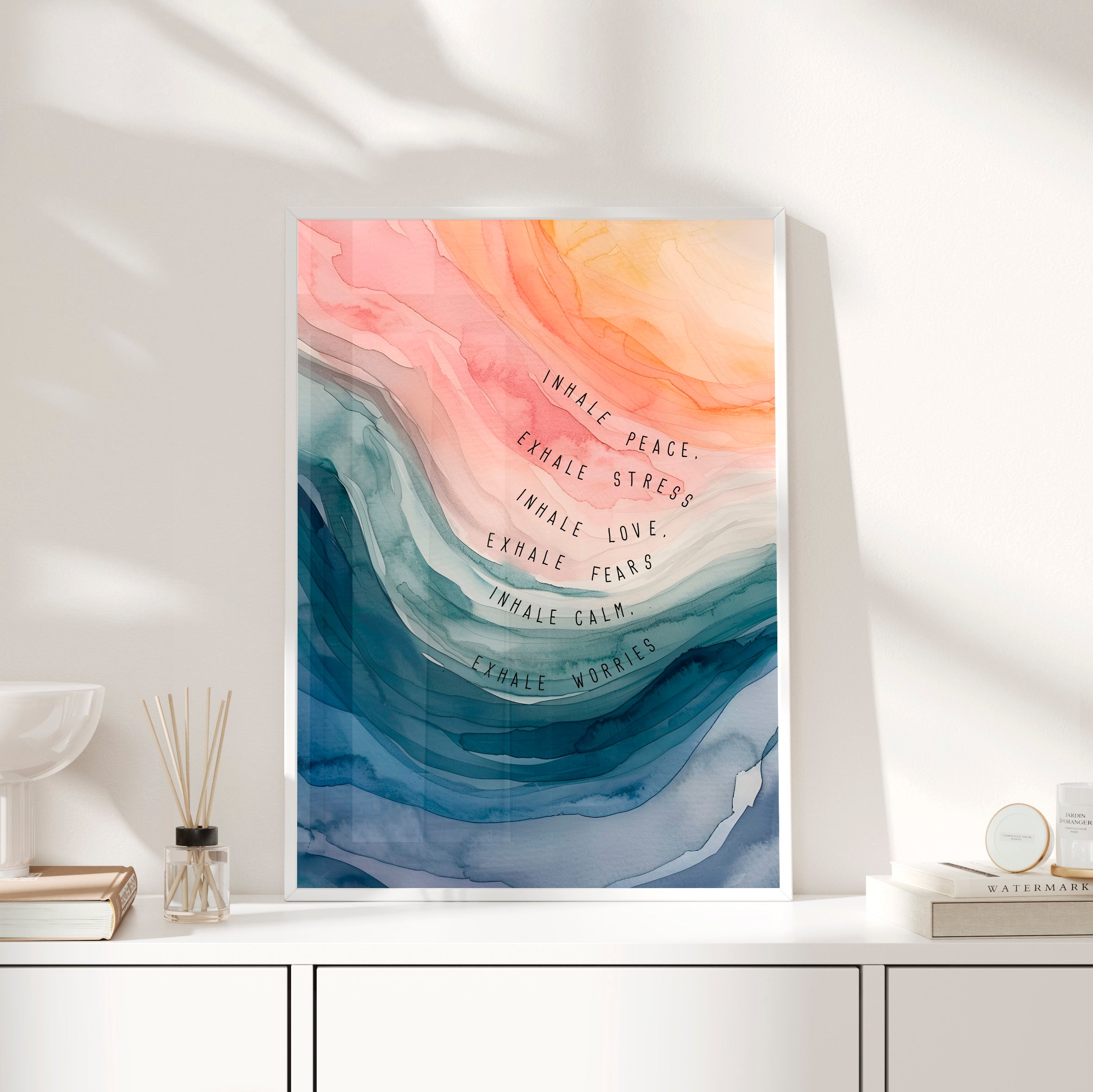 Framed Paper Print - Inhale Exhale Watercolor Calm