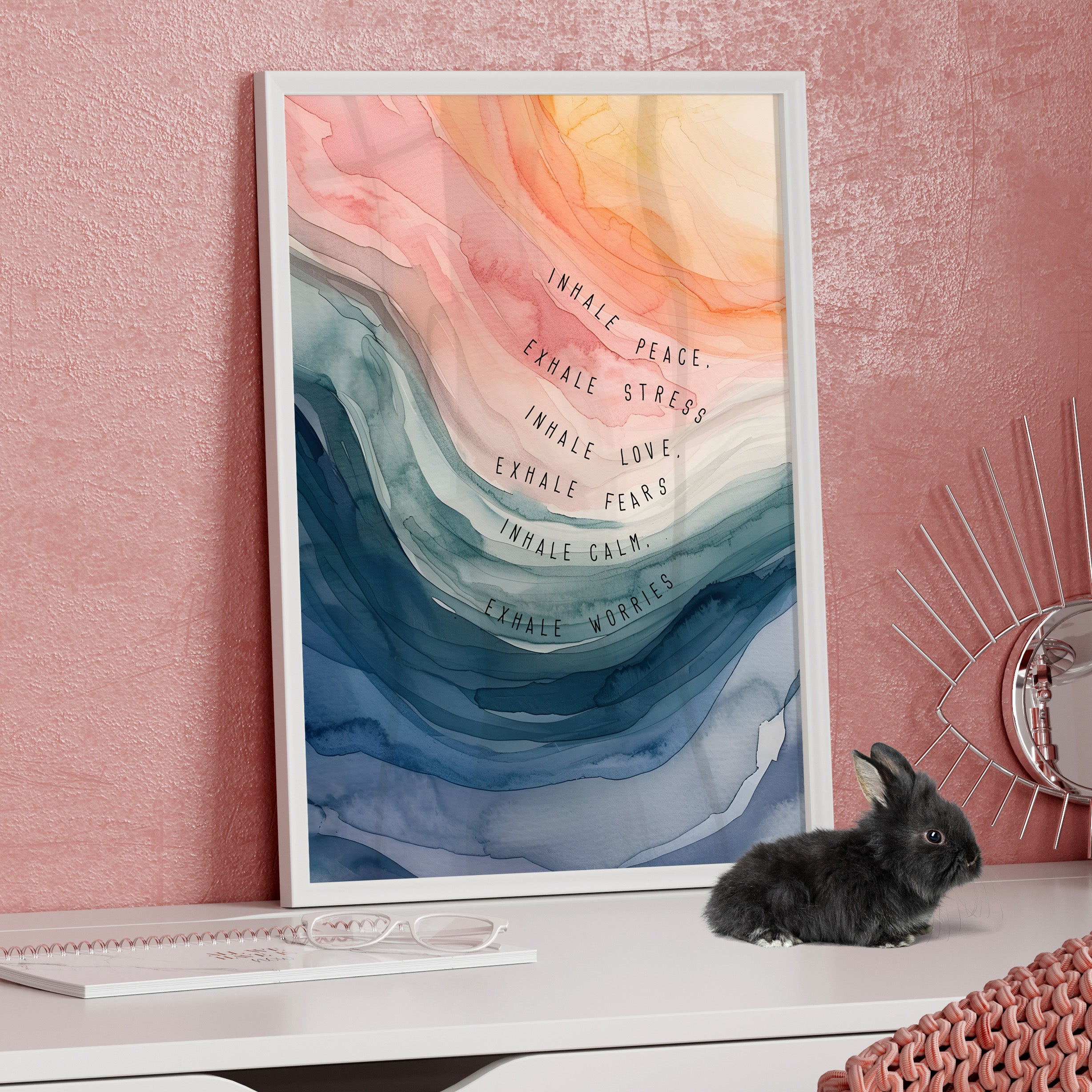 Framed Paper Print - Inhale Exhale Watercolor Calm