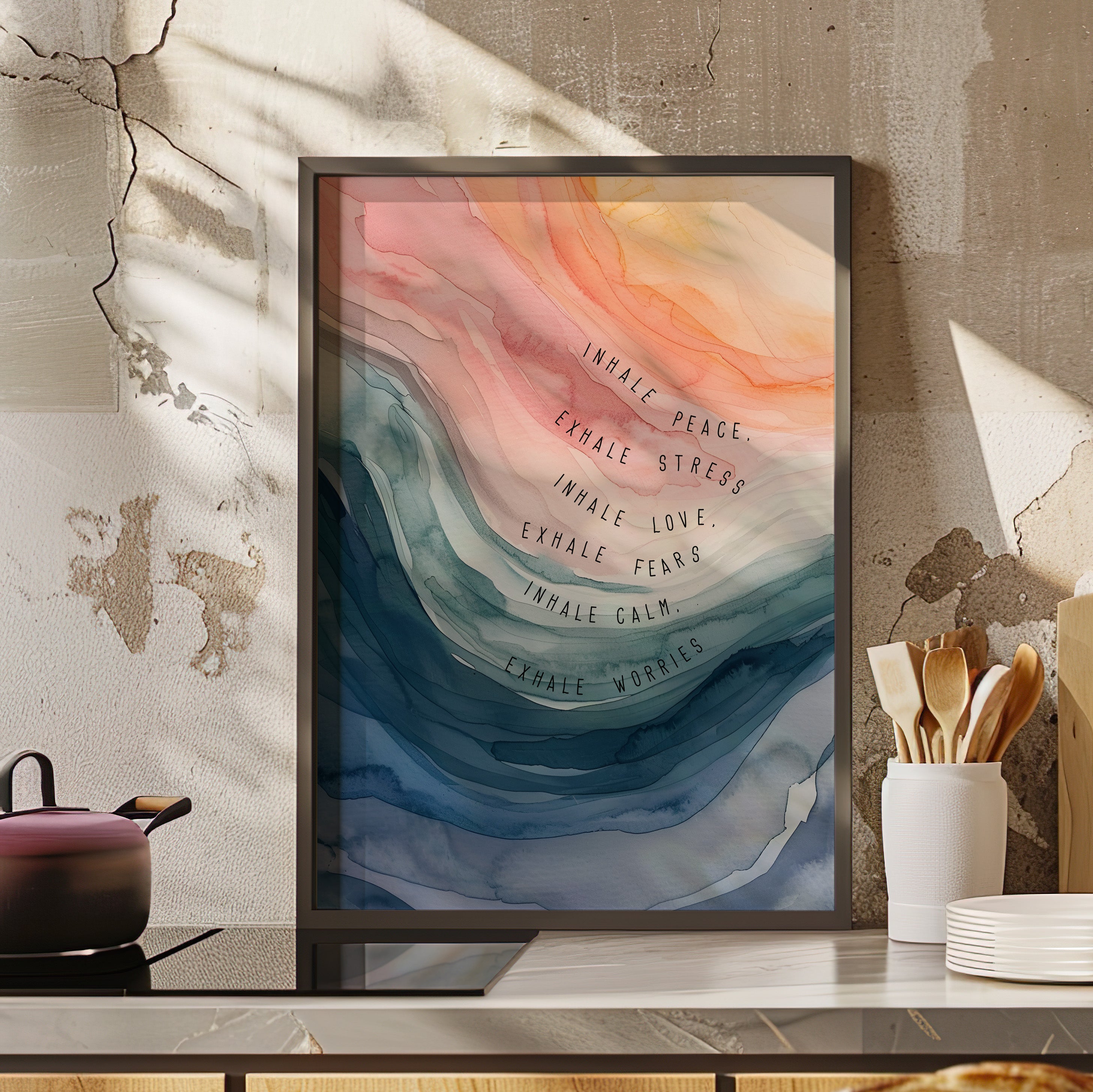 Framed Paper Print - Inhale Exhale Watercolor Calm