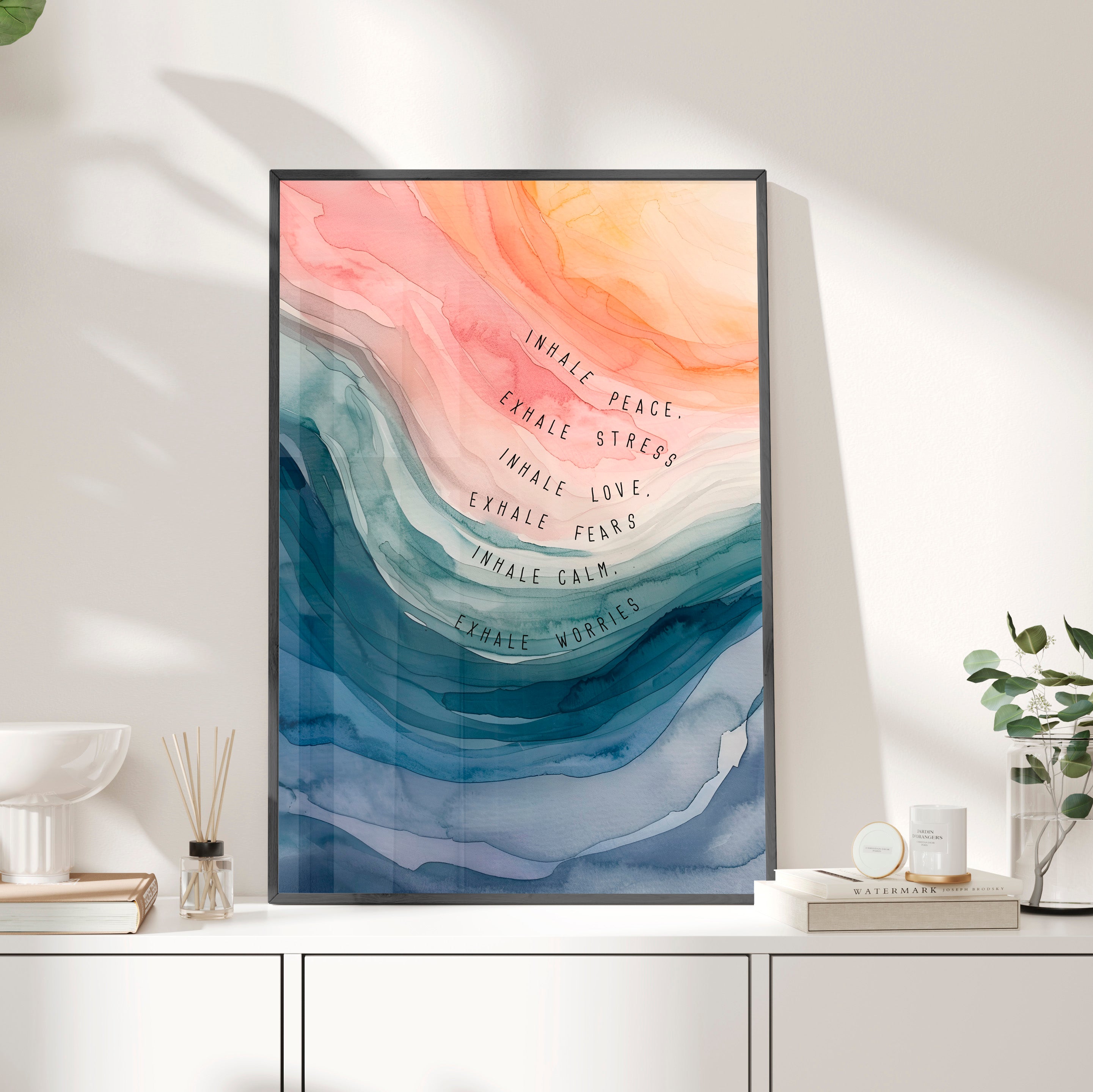 Framed Paper Print - Inhale Exhale Watercolor Calm