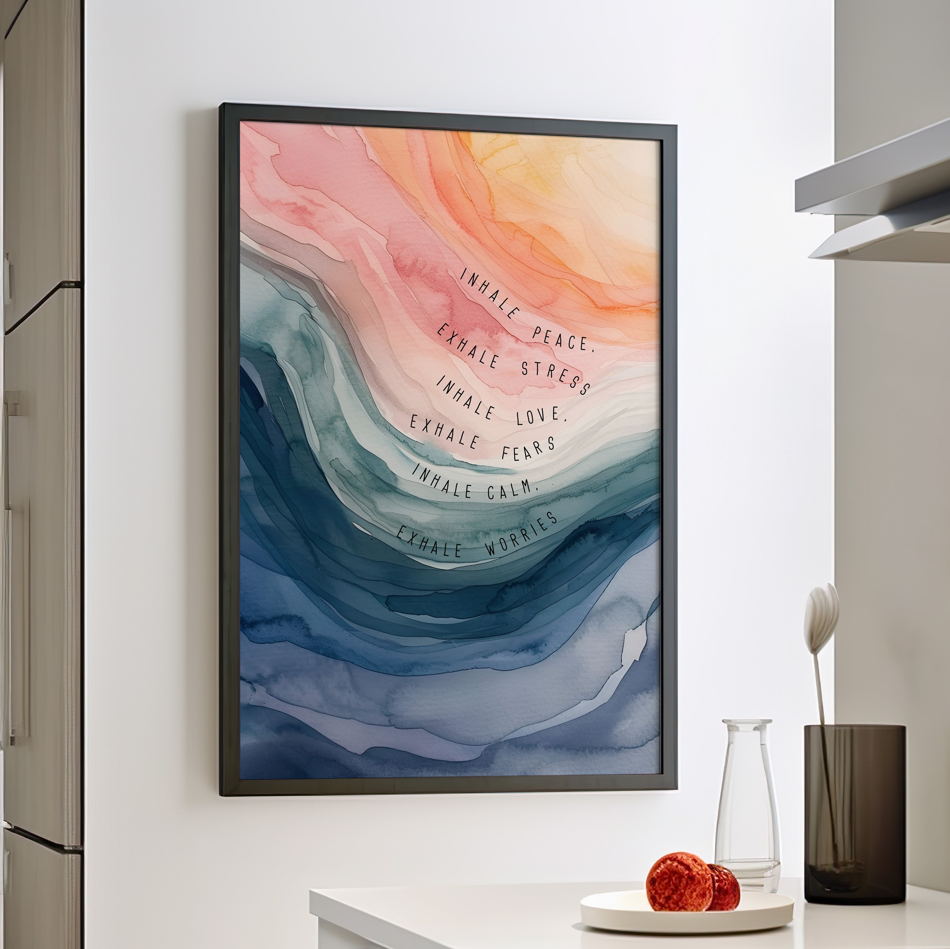 Framed Paper Print - Inhale Exhale Watercolor Calm