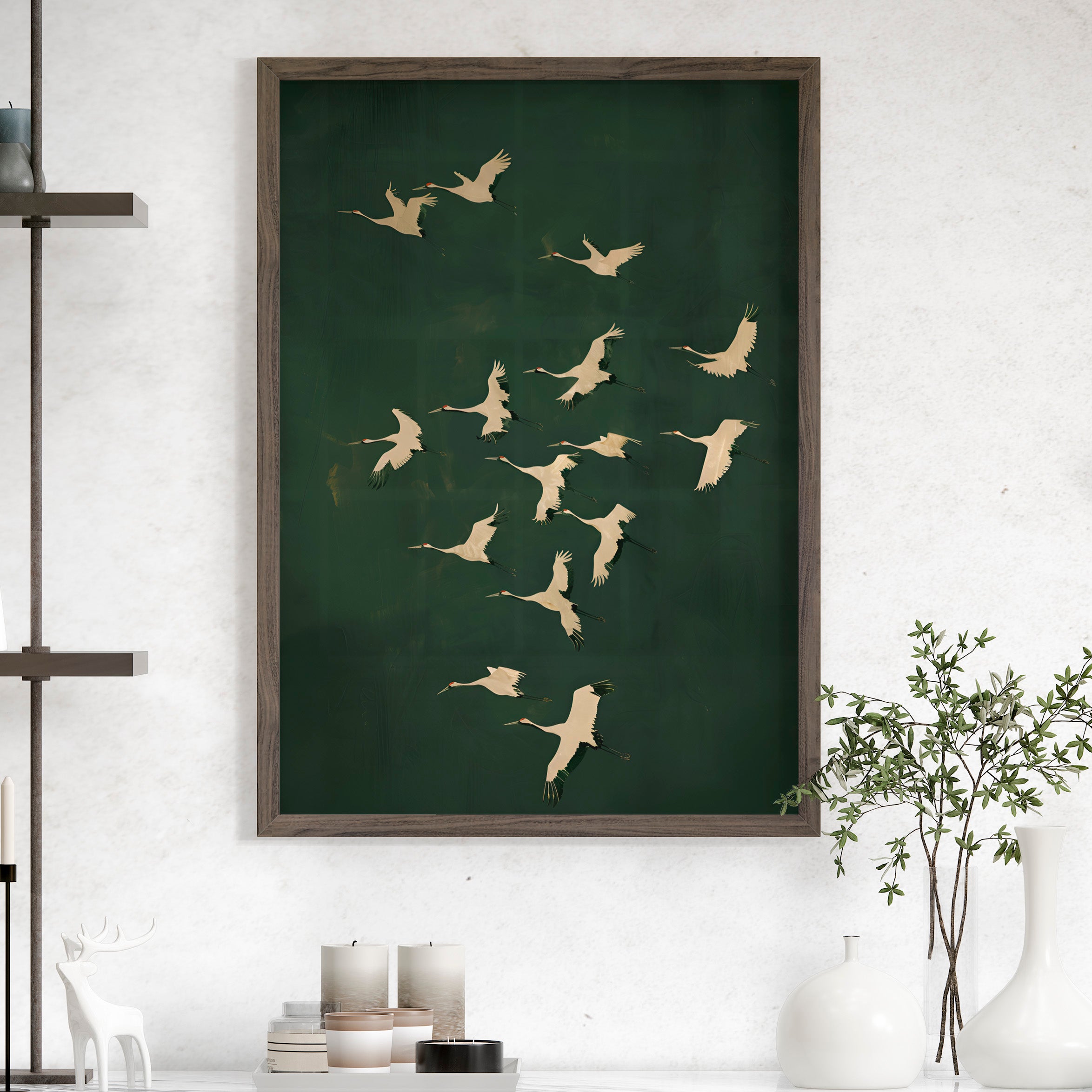 Emerald Sky Japanese Cranes