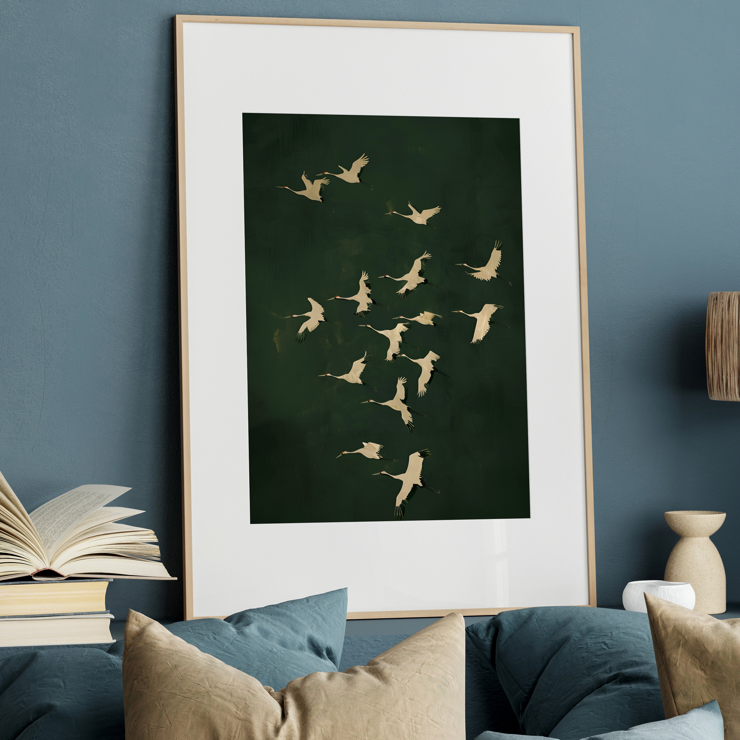 Emerald Sky Japanese Cranes