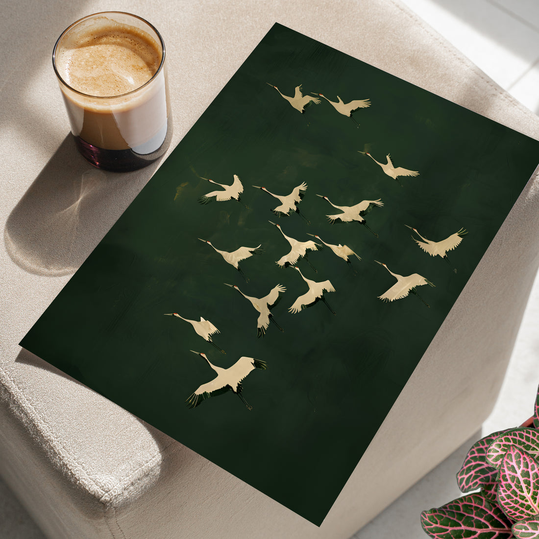 Emerald Sky Japanese Cranes