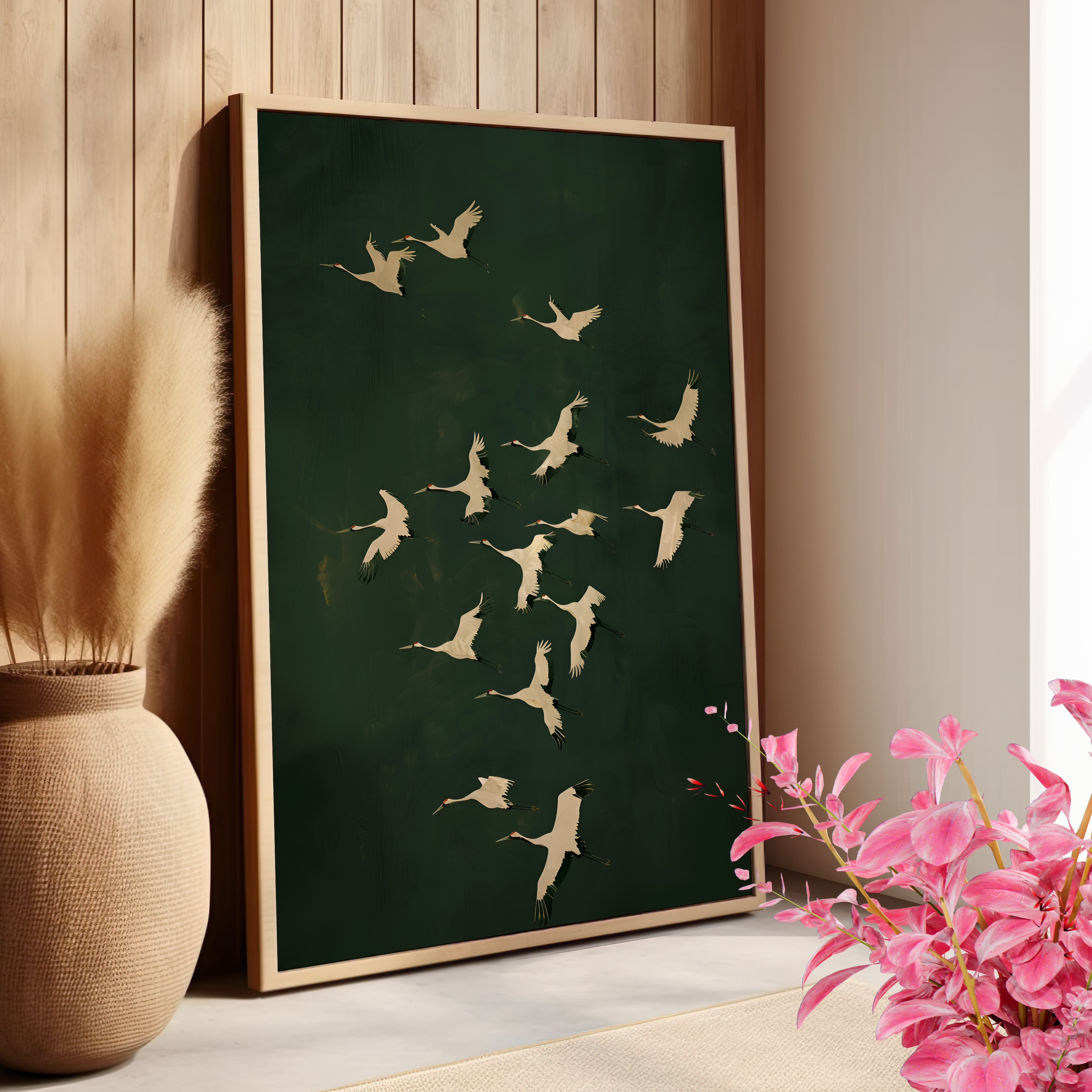Emerald Sky Japanese Cranes