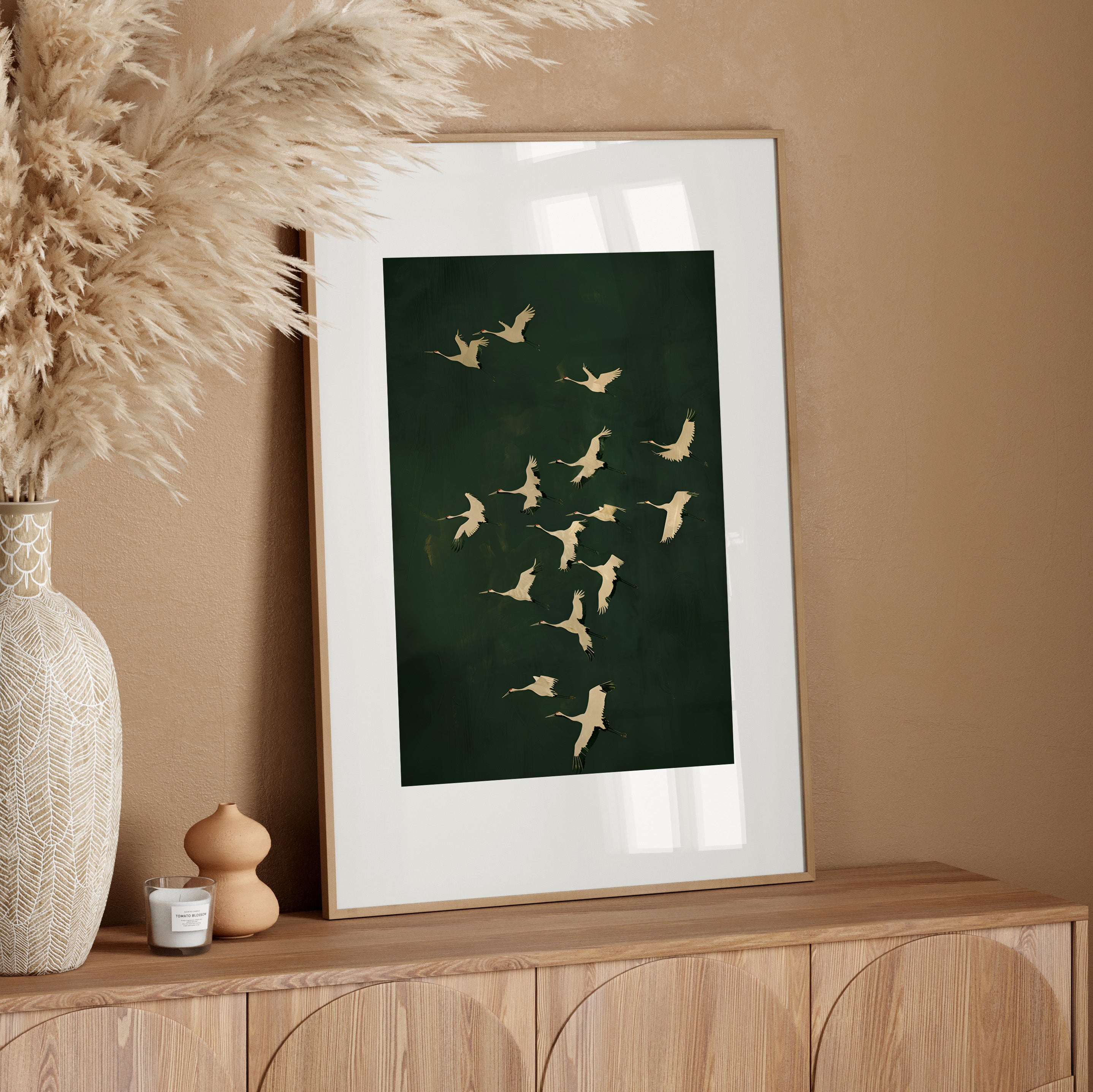 Emerald Sky Japanese Cranes