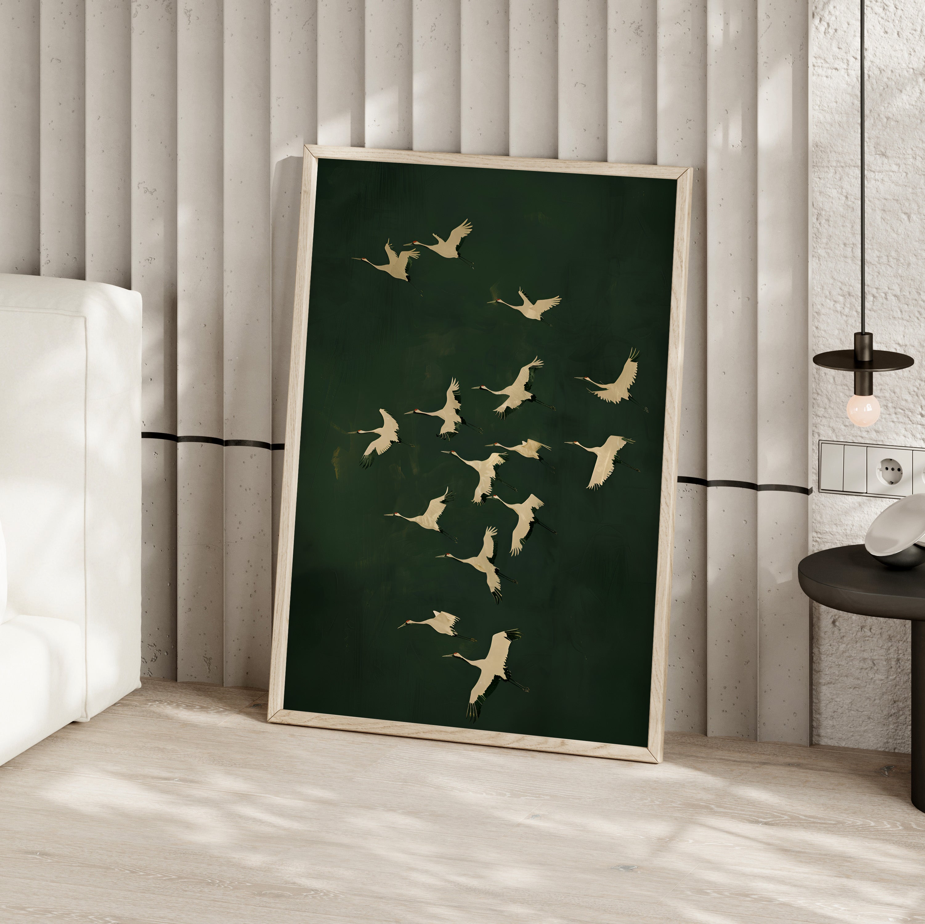 Emerald Sky Japanese Cranes