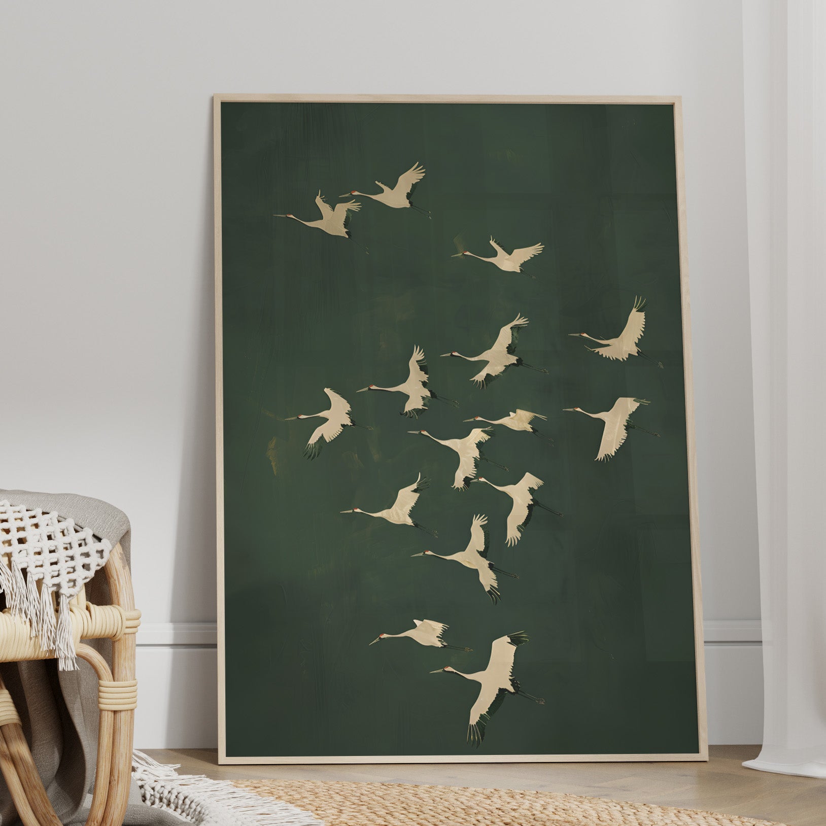 Emerald Sky Japanese Cranes