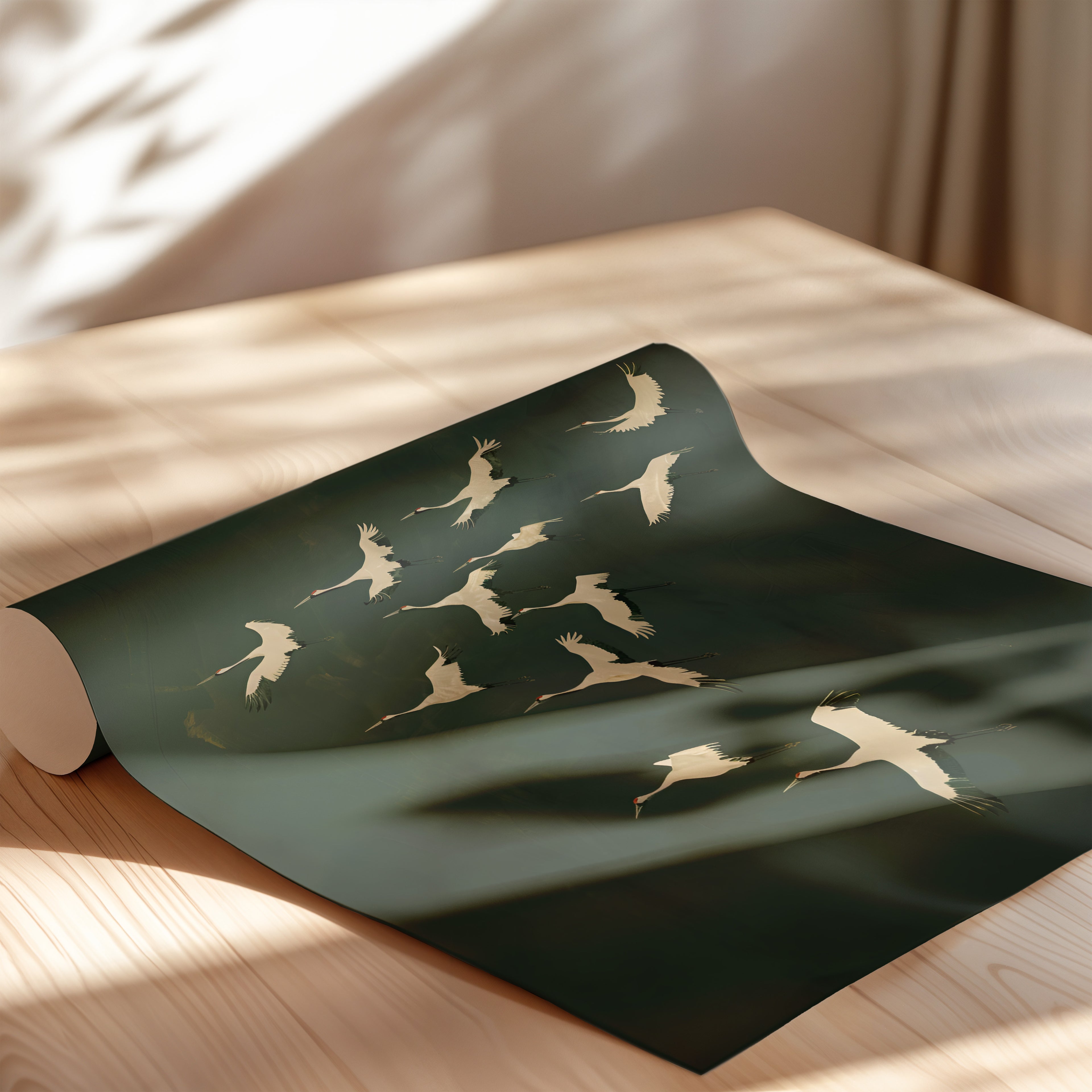 Emerald Sky Japanese Cranes